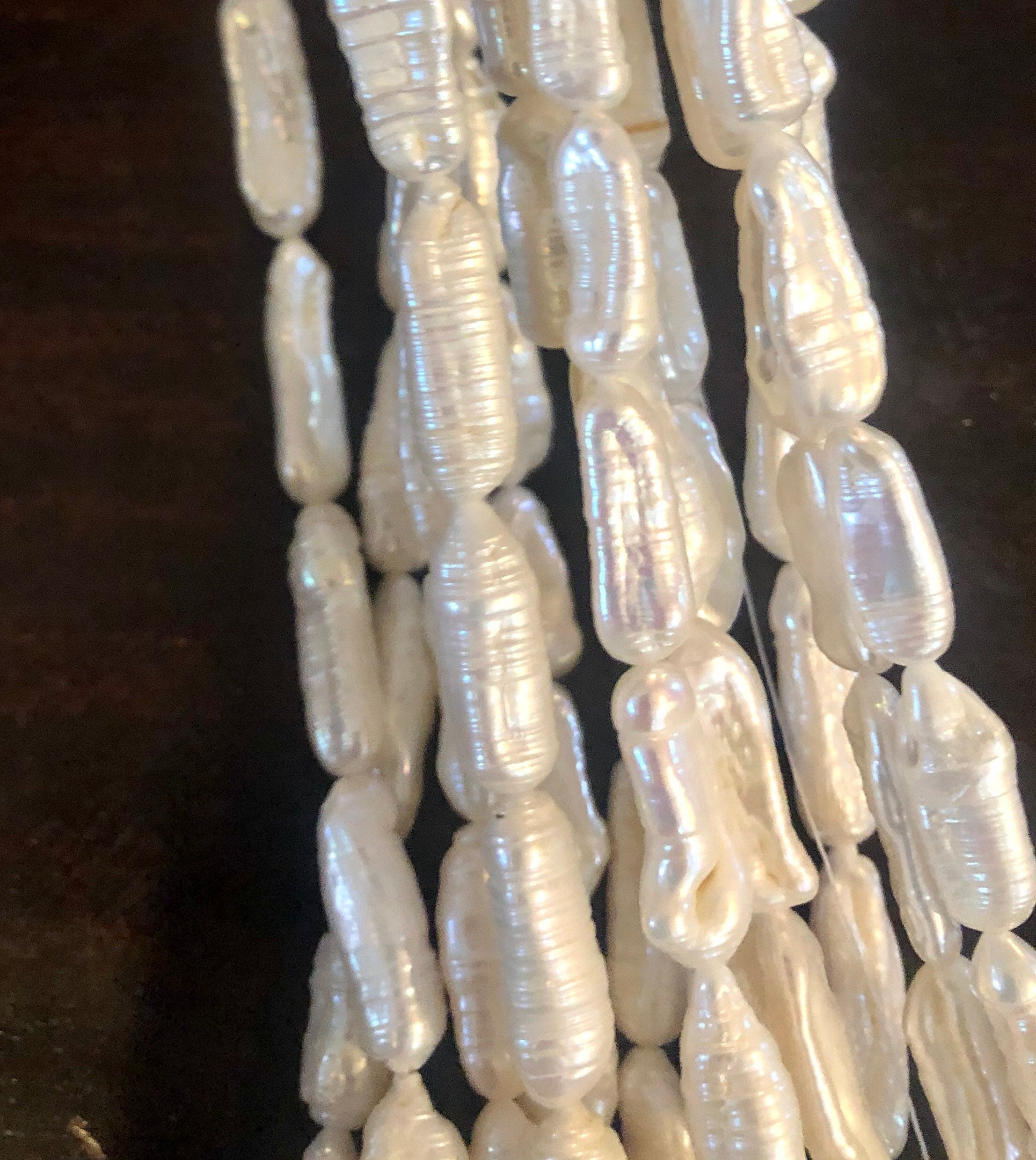 22-24mm X 7-9MM full strand 15" 18pc Biwa Pearl Beads Freshwater pearl Large White Ivory pearl stick #KC5015A---New arrival Sale