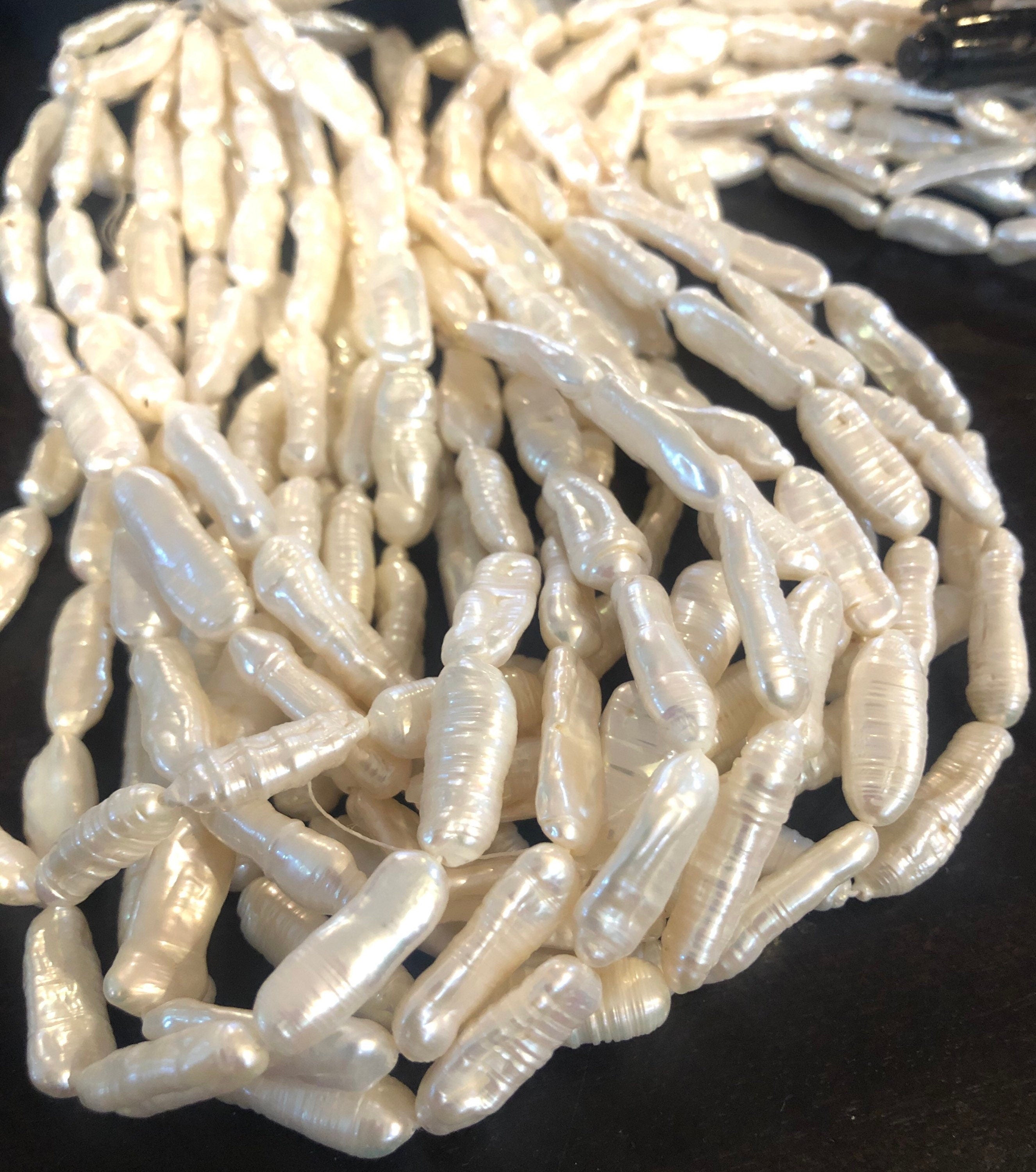 22-24mm X 7-9MM full strand 15" 18pc Biwa Pearl Beads Freshwater pearl Large White Ivory pearl stick #KC5015A---New arrival Sale