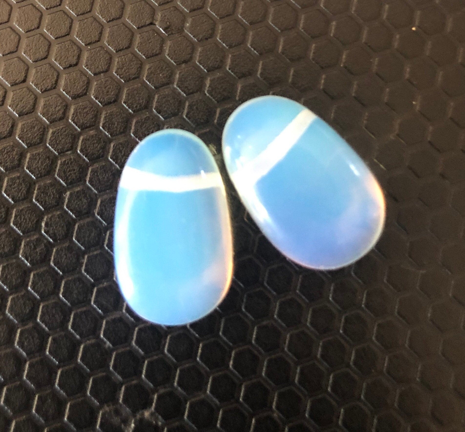 50% OFF UNique Pair Natural Opalite Briolette Teardrop Plugs matched pair 2pc 10mmX 18mm --WOW LUXUARY  earring
