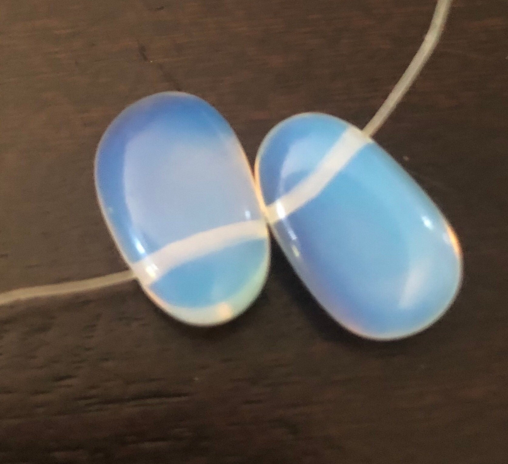 50% OFF UNique Pair Natural Opalite Briolette Teardrop Plugs matched pair 2pc 10mmX 18mm --WOW LUXUARY  earring