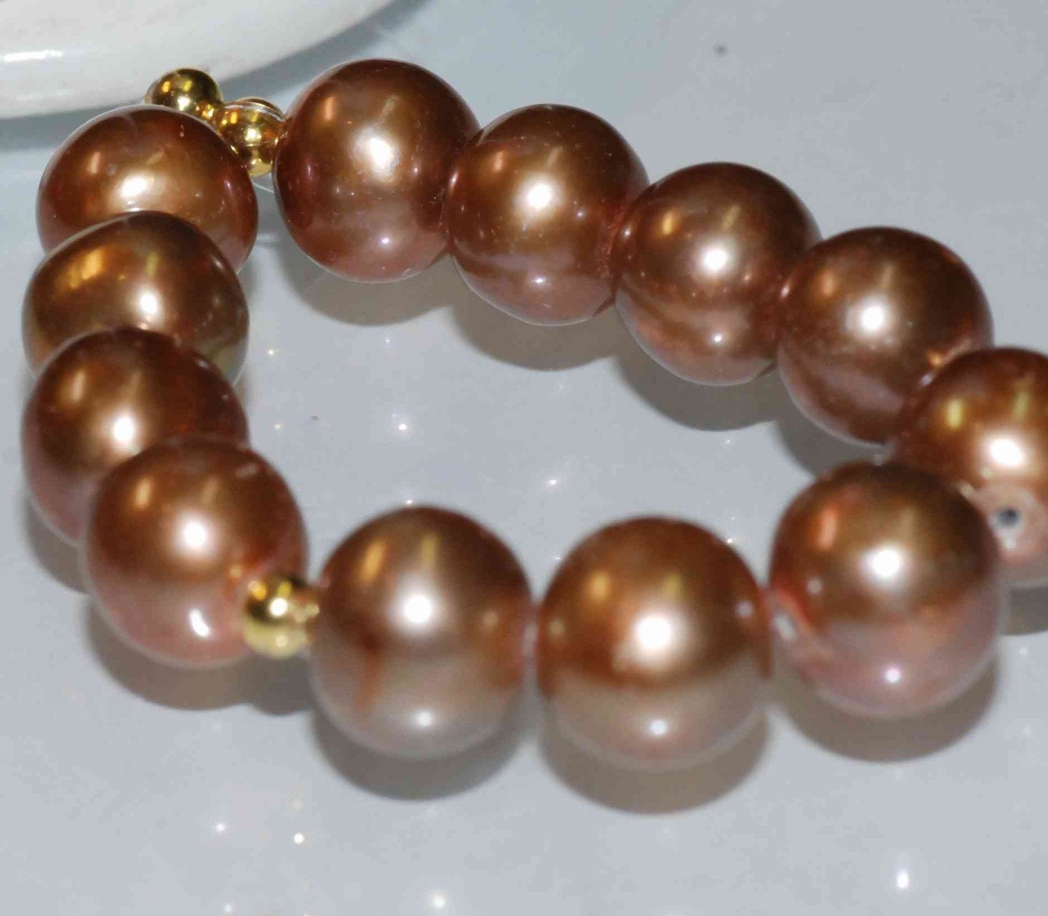 Freshwater Pearl LUXURY AA 8-8.5mm Round Genuine cultured chocolate pearl Vitage Tan Champagne Color--12 pcs set