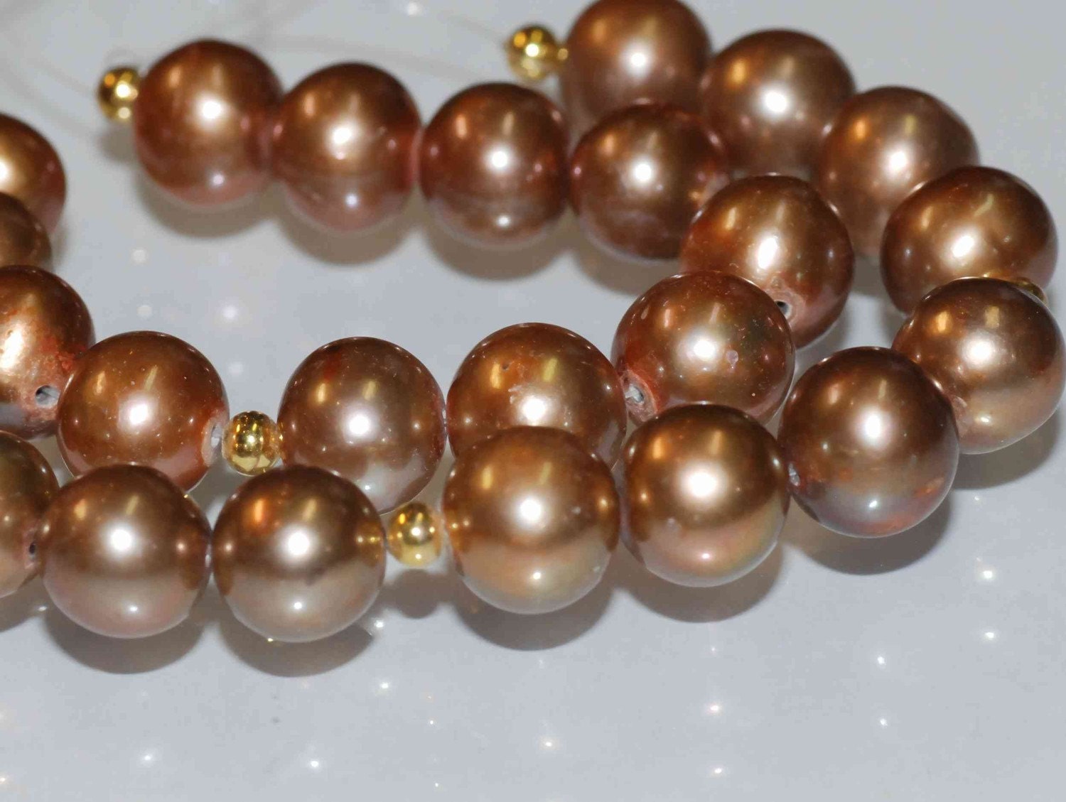 Freshwater Pearl LUXURY AA 8-8.5mm Round Genuine cultured chocolate pearl Vitage Tan Champagne Color--12 pcs set
