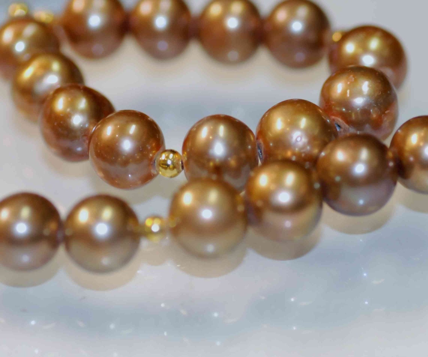 Freshwater Pearl LUXURY AA 8-8.5mm Round Genuine cultured chocolate pearl Vitage Tan Champagne Color--12 pcs set
