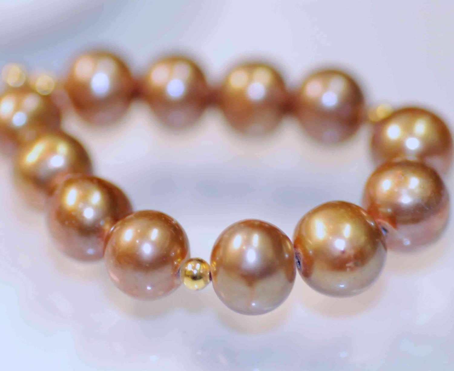 Freshwater Pearl LUXURY AA 8-8.5mm Round Genuine cultured chocolate pearl Vitage Tan Champagne Color--12 pcs set