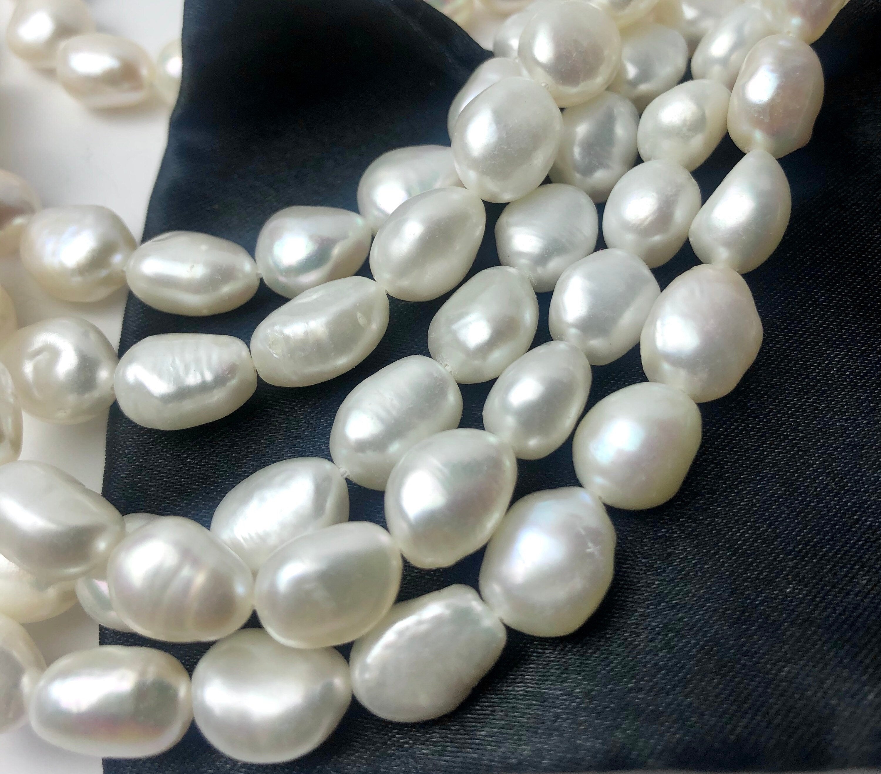 AAA high Quality Ivory white Baroque Freshwater pearl 15" full strand 9-10mm X13mm genuine pebble pearl, baroque rice pearl beads #BA4103A