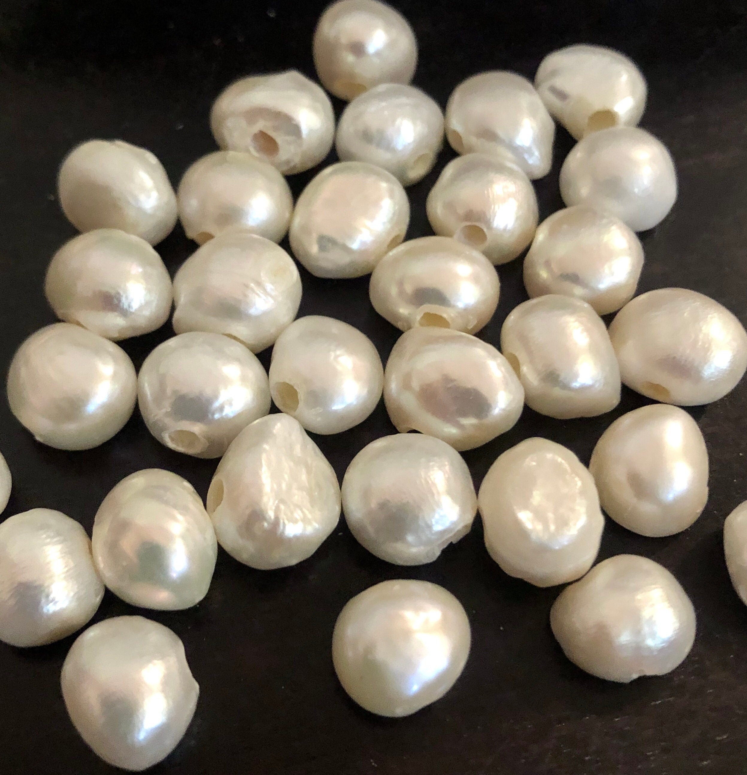 7.5" half stand 18pc 10-12mm large hole 2.7mm Baroque Freshwater Pearl deal, one side flat nugget pearl sale #LH81001B
