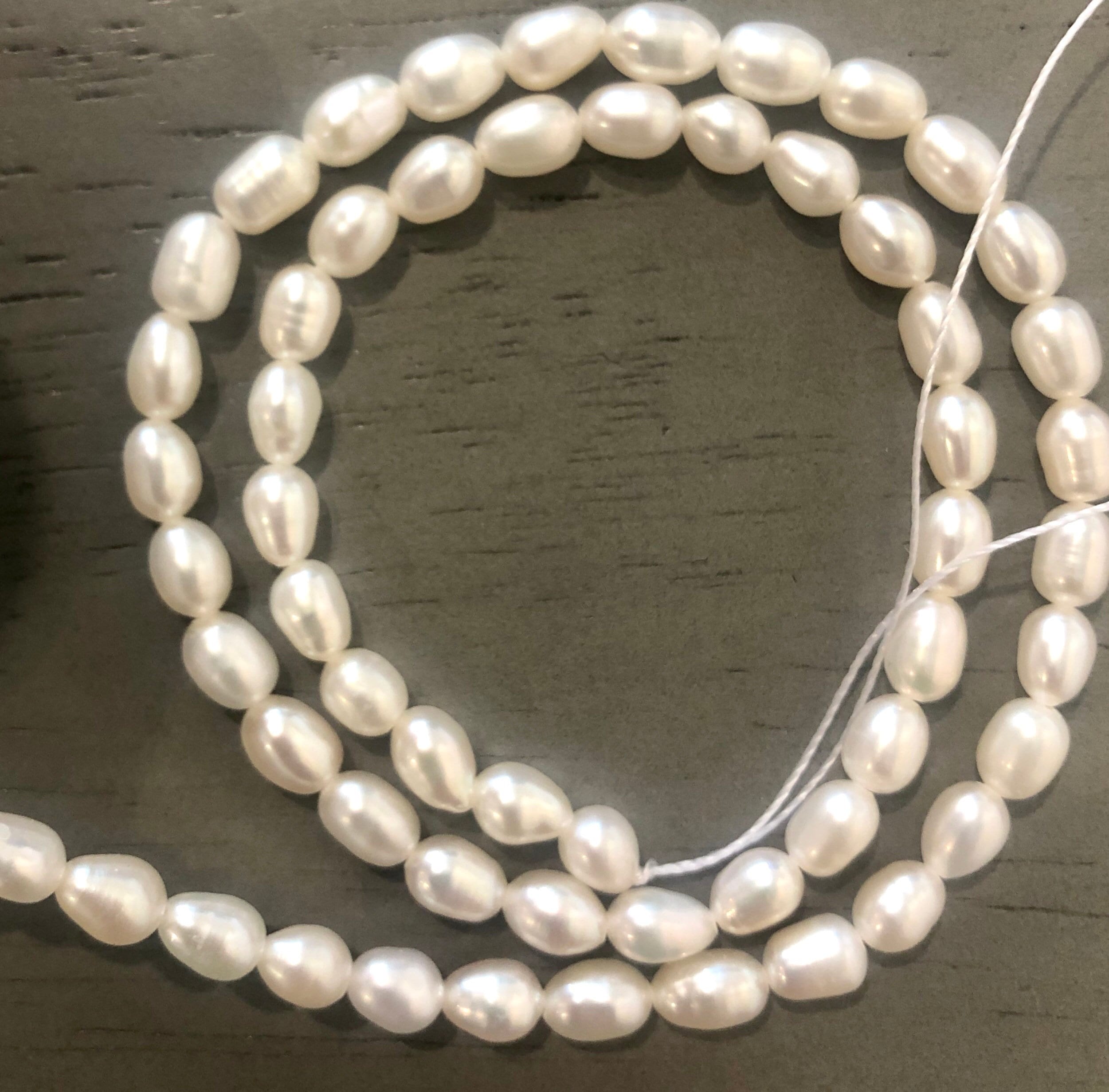 AAA Ivory white 4.5mmX6mm Oval Rice Freshwater Pearl Full strand 15" 60 pieces rice seeds genuine pearl beads for designer DIY--New Arrival