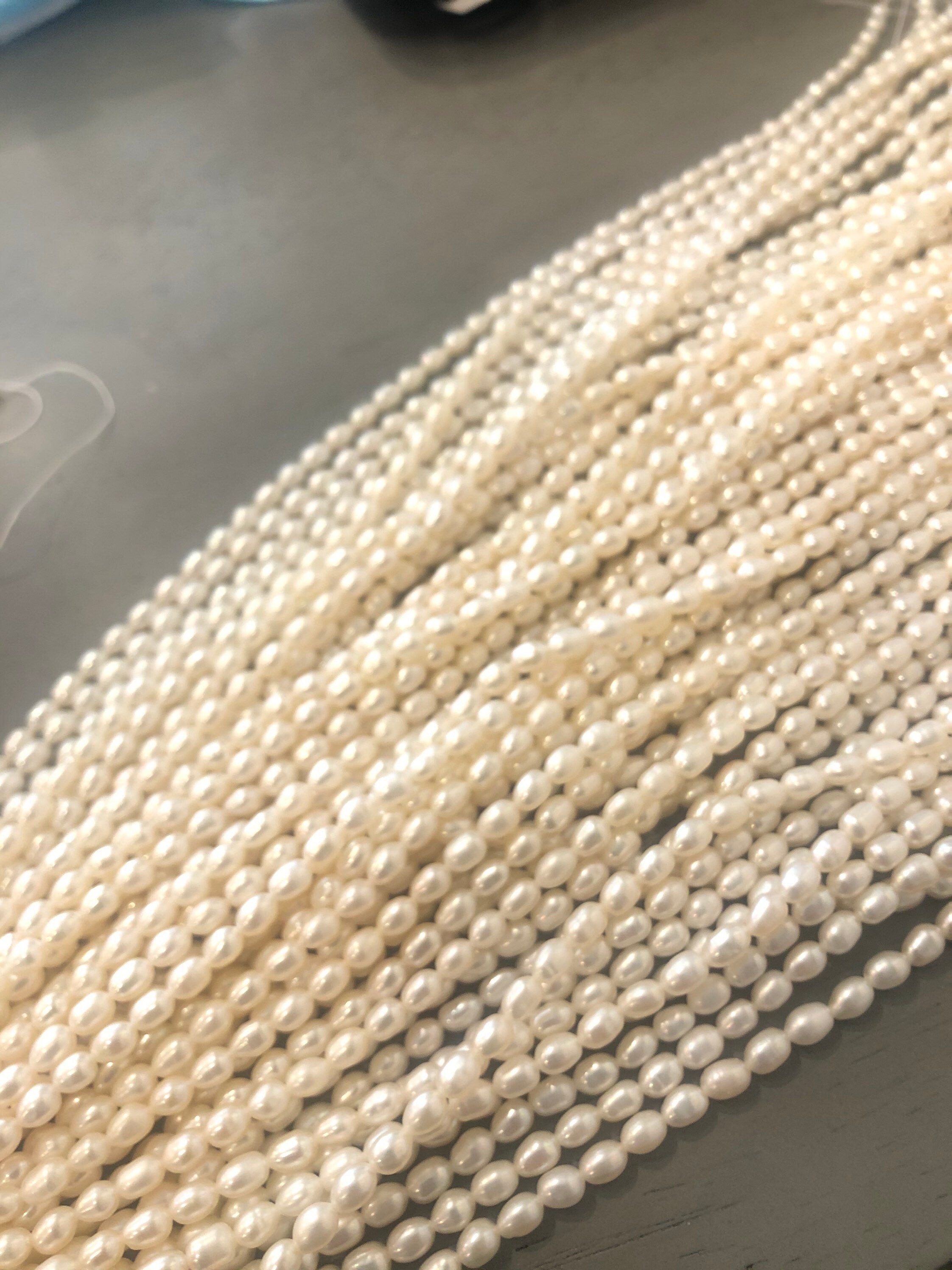AAA Ivory white 4.5mmX6mm Oval Rice Freshwater Pearl Full strand 15" 60 pieces rice seeds genuine pearl beads for designer DIY--New Arrival