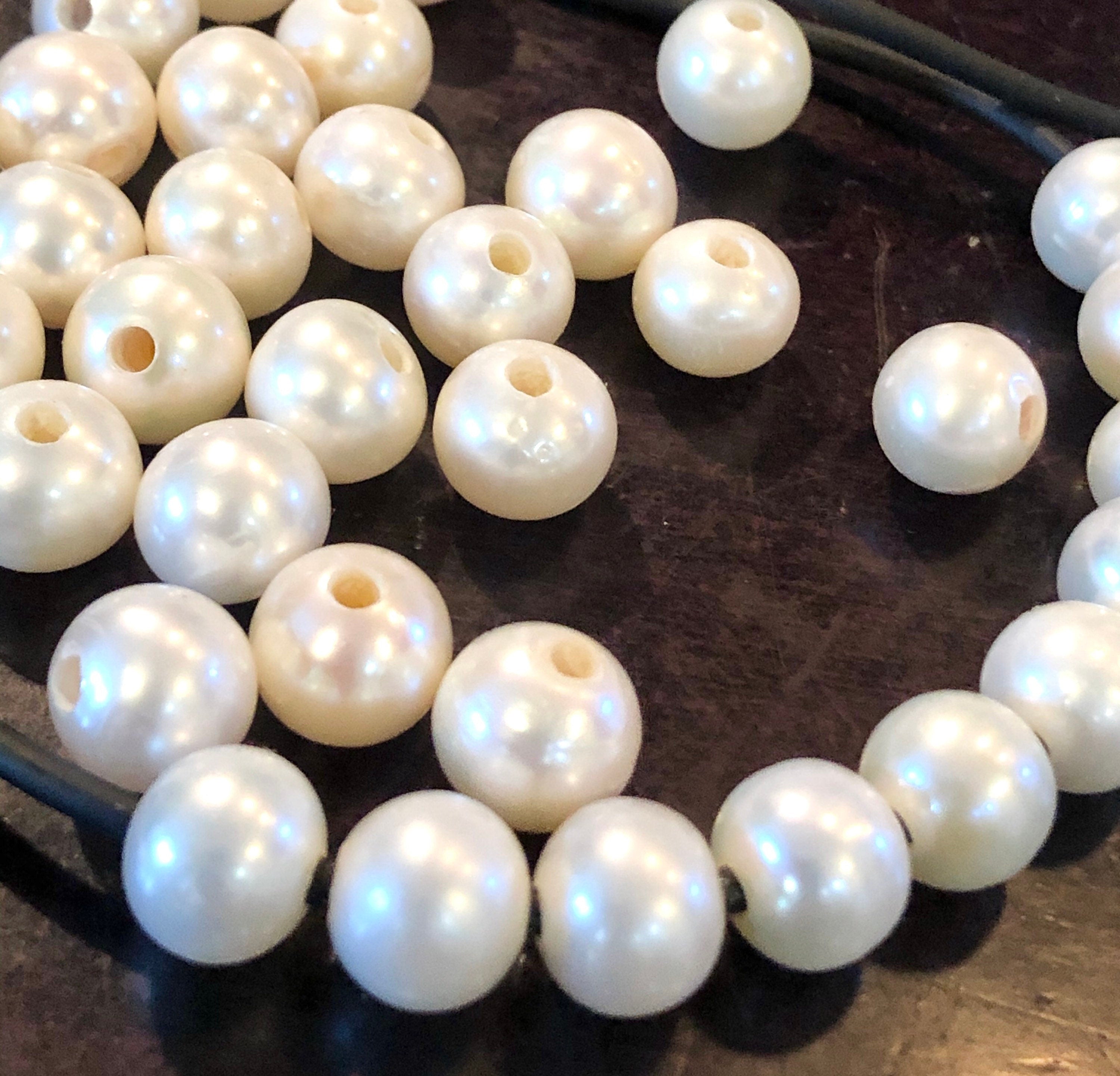 9-9.5mm AA quality Round Ivory white Large Hole Freshwater Pear 10 pc set 1.8mm 2.2mm 3mm hole SALE 40% OFF #LH820095 New Arrival