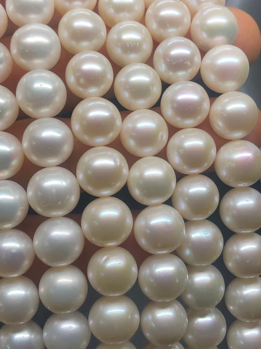 AA+ High quality 10-11mm round Freshwater Pearl Natural Ivory White Pearl Beads 7.5'' half Strand 20+ pc genuine pearl---#RS3010A