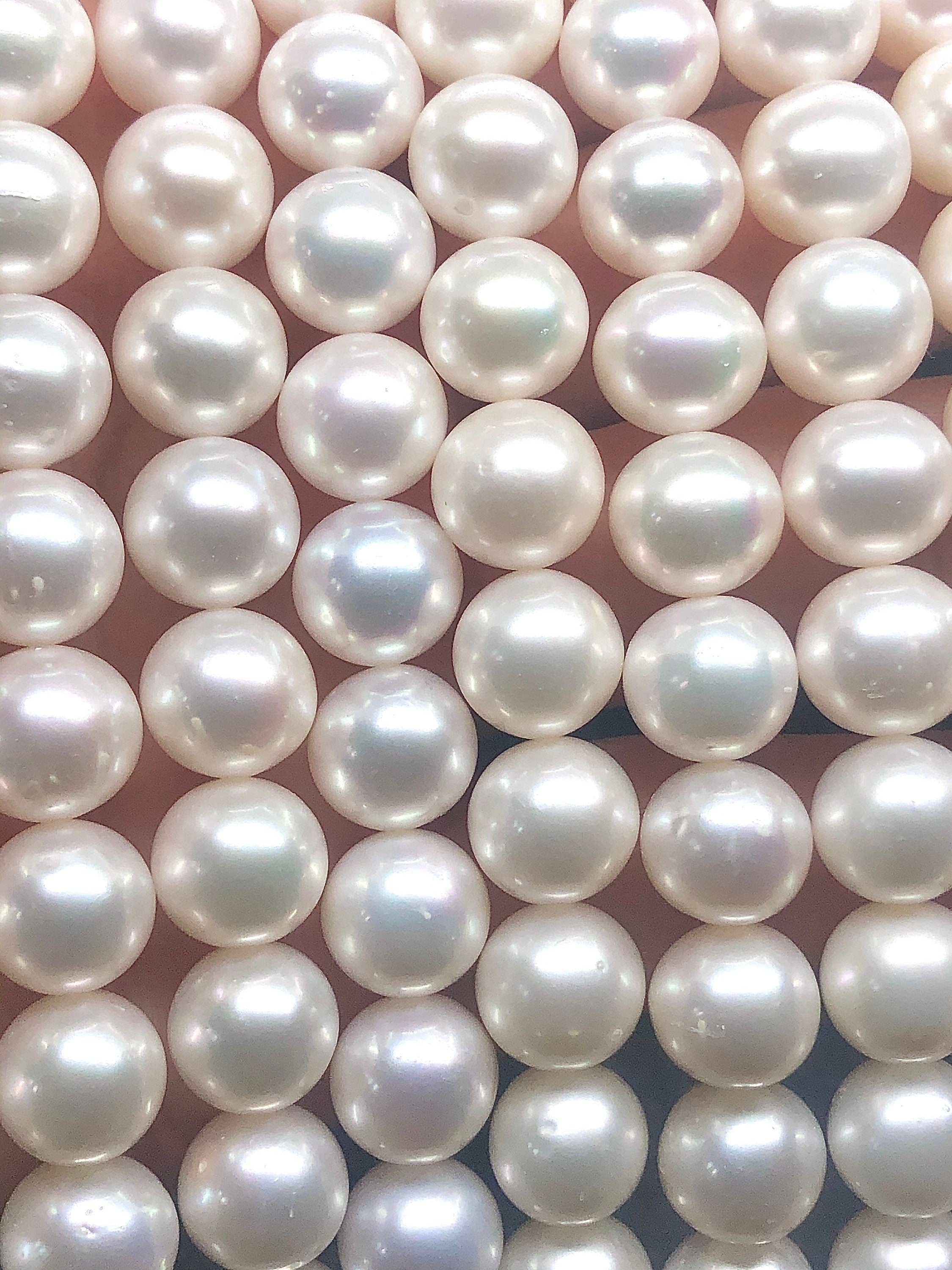 AA+ High quality Luster 10-11mm round Freshwater Pearl Natural Ivory White Pearl Beads 15.5'' Full Strand 40+ pc genuine pearl---#RS3010A