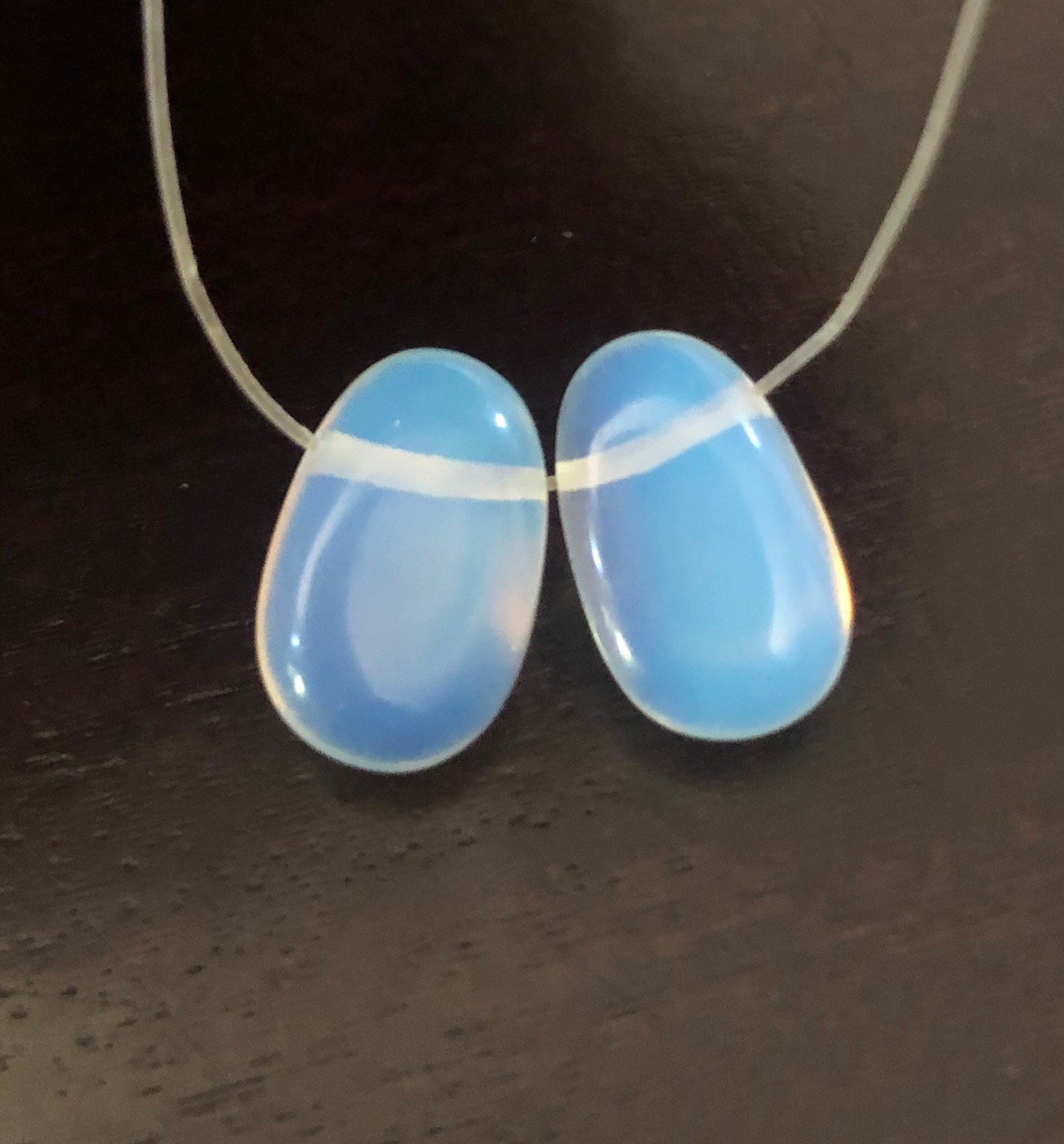 50% OFF UNique Pair Natural Opalite Briolette Teardrop Plugs matched pair 2pc 10mmX 18mm --WOW LUXUARY  earring