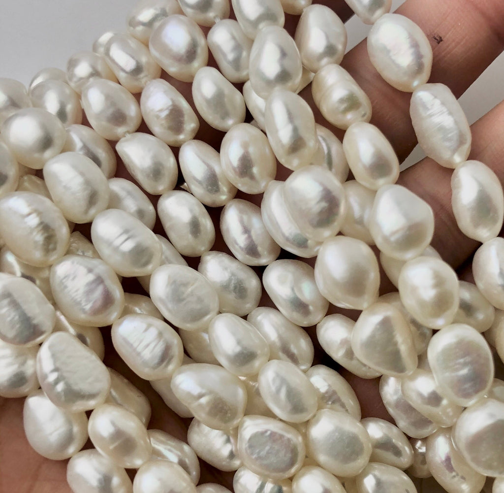 AA+ Quality 10-11mm X13-15mm Ivory white Baroque Freshwater pearl 15" full strand genuine pebble pearl, baroque rice pearl beads #BA4104A