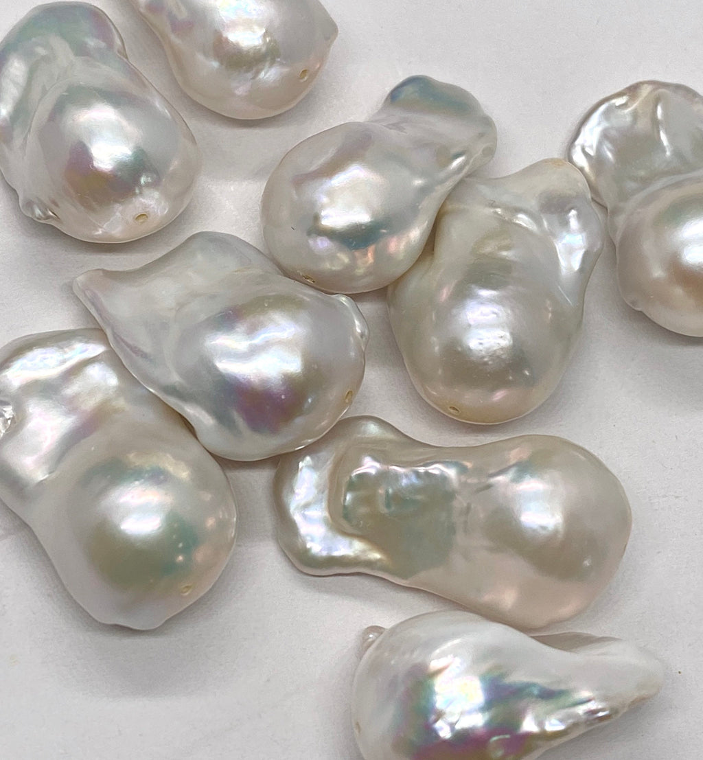 AAA+ Top quality 25-30mmX 15-18mm Unique Huge Fire Flameball Baroque pearl Natural white cultured genuine pearl WOW LUXUARY  #Isabella