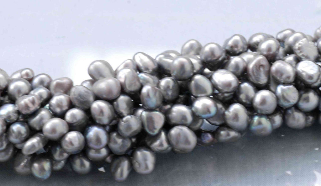 Top drilled 6X7mm dancing corn briolette  freshwater pearl, keshi pearl style, loose pearl beads for design--- 15" silver grey
