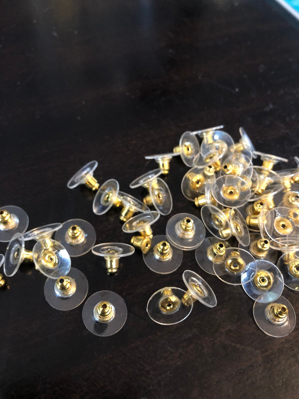 Comfortable earring back, 18k gold plated 11mm with Pads-Plastic Ear-nuts, Earring Stoppers push back for stud or post, New Sale 20 50 100 F