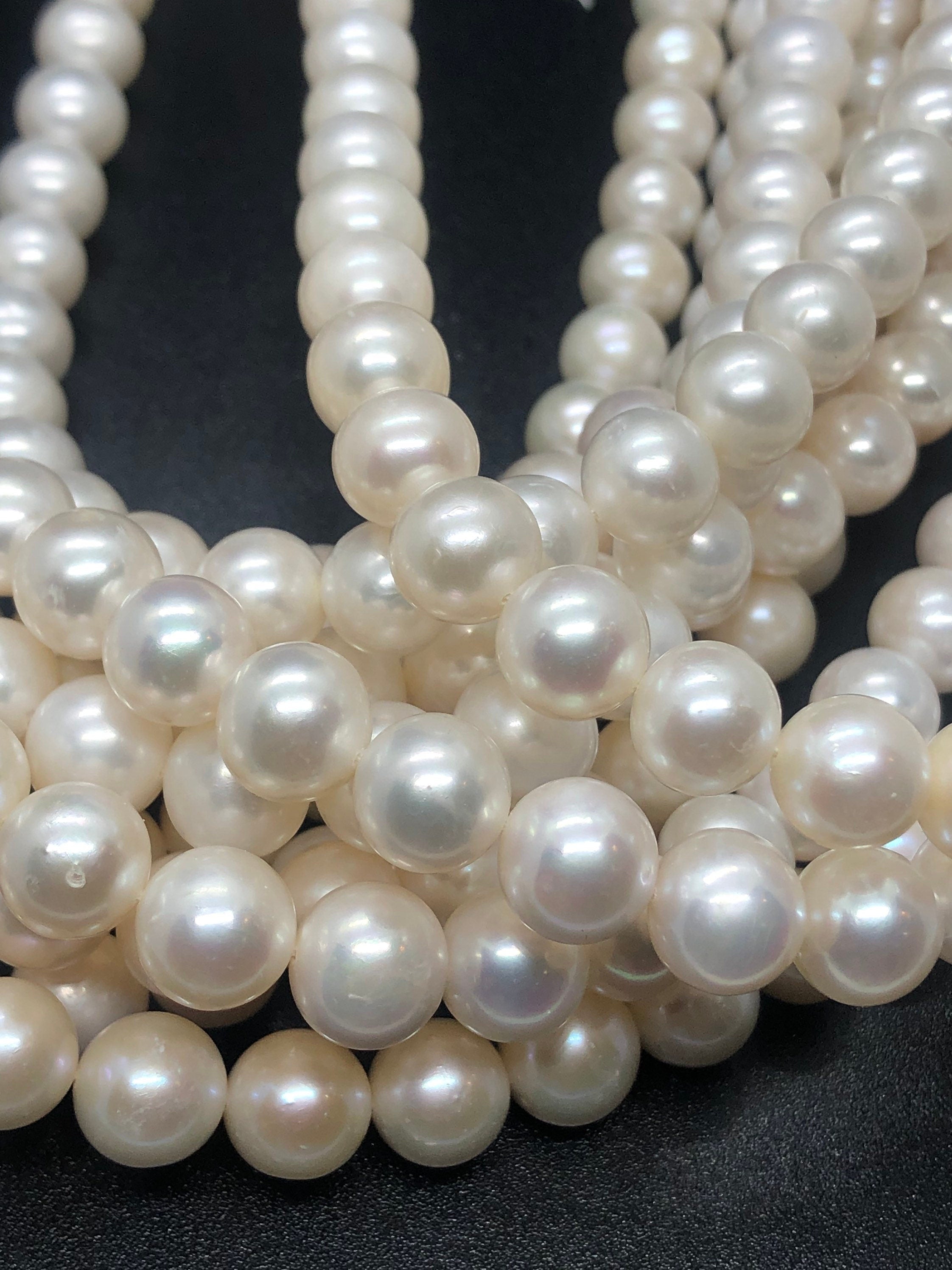AA+ High quality 10-11mm round Freshwater Pearl Natural Ivory White Pearl Beads 7.5'' half Strand 20+ pc genuine pearl---#RS3010A