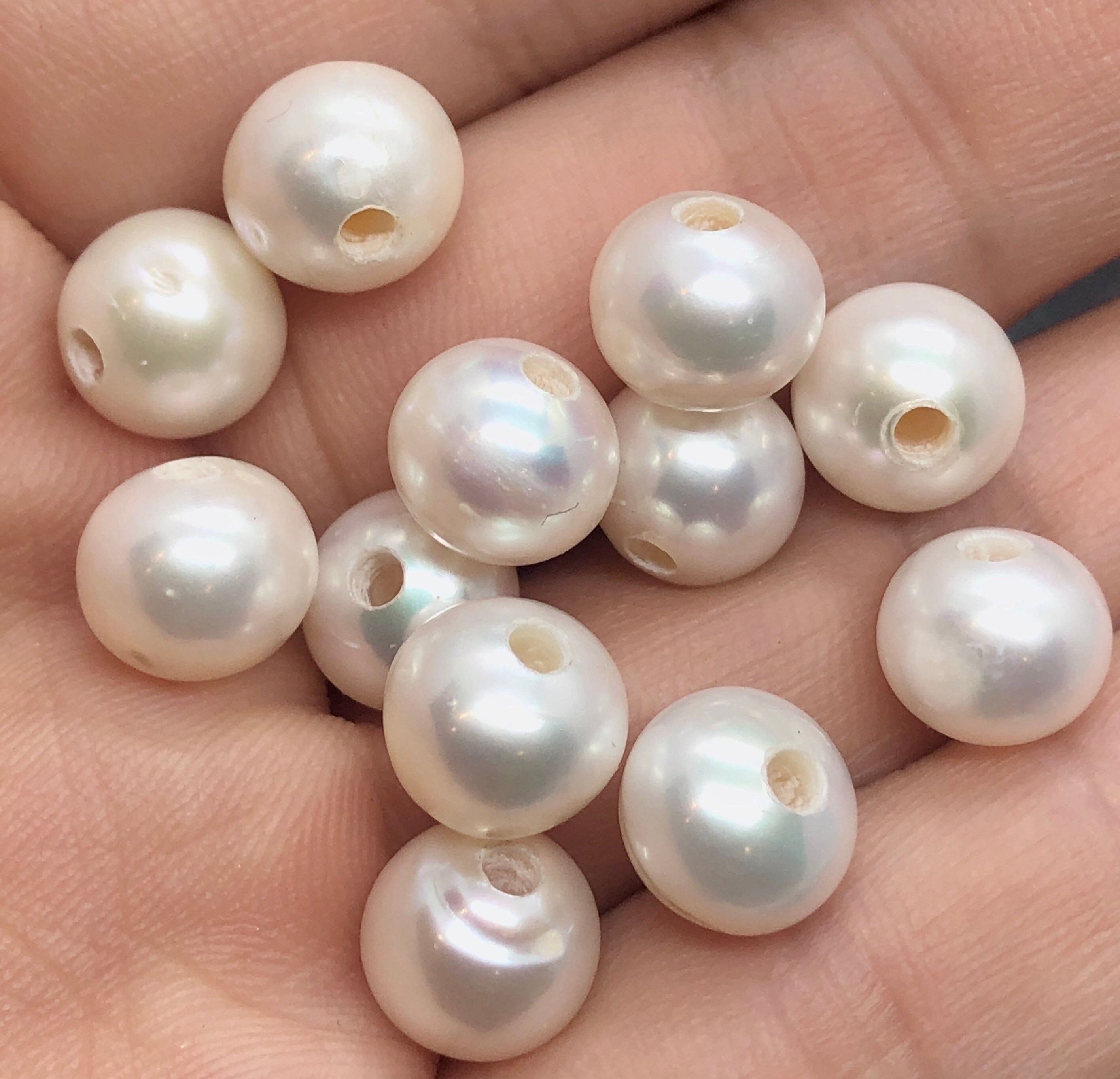 9-9.5mm AA quality Round Ivory white Large Hole Freshwater Pear 10 pc set 1.8mm 2.2mm 3mm hole SALE 40% OFF #LH820095 New Arrival