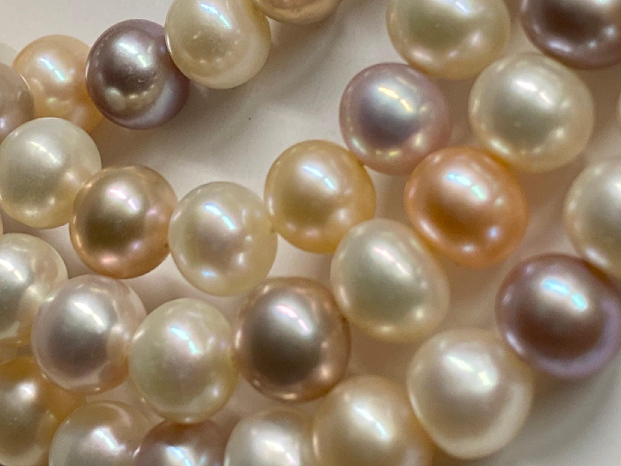 7-7.5mm AAA Round off natural multiple colors pearl 15.5" full strand Natural Pink purple white Genuine Freshwater Pearl great luster