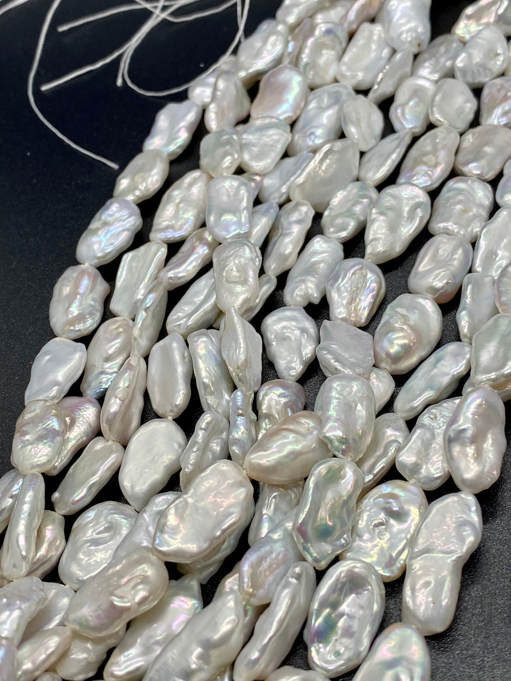 AAA Keshi Biwa Freshwater pearl 20mm X 10mm Large White platinum shinning pearl stick beads 15" full strand 22pc  #KC5017  New arrival Sale