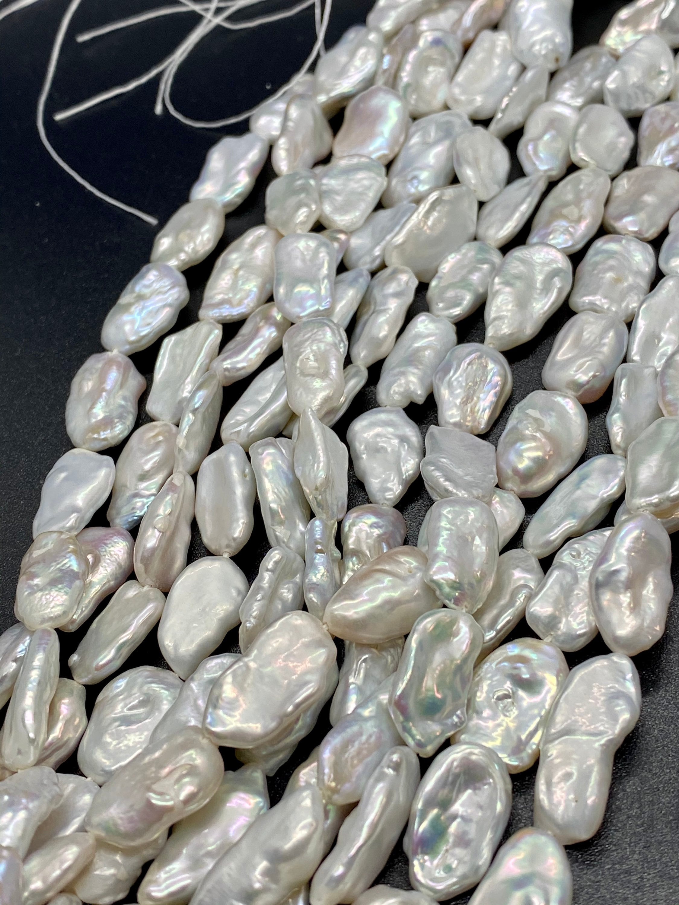 AAA Keshi Biwa Freshwater pearl 20mm X 10mm Large White platinum shinning pearl stick beads 15" full strand 22pc  #KC5017  New arrival Sale
