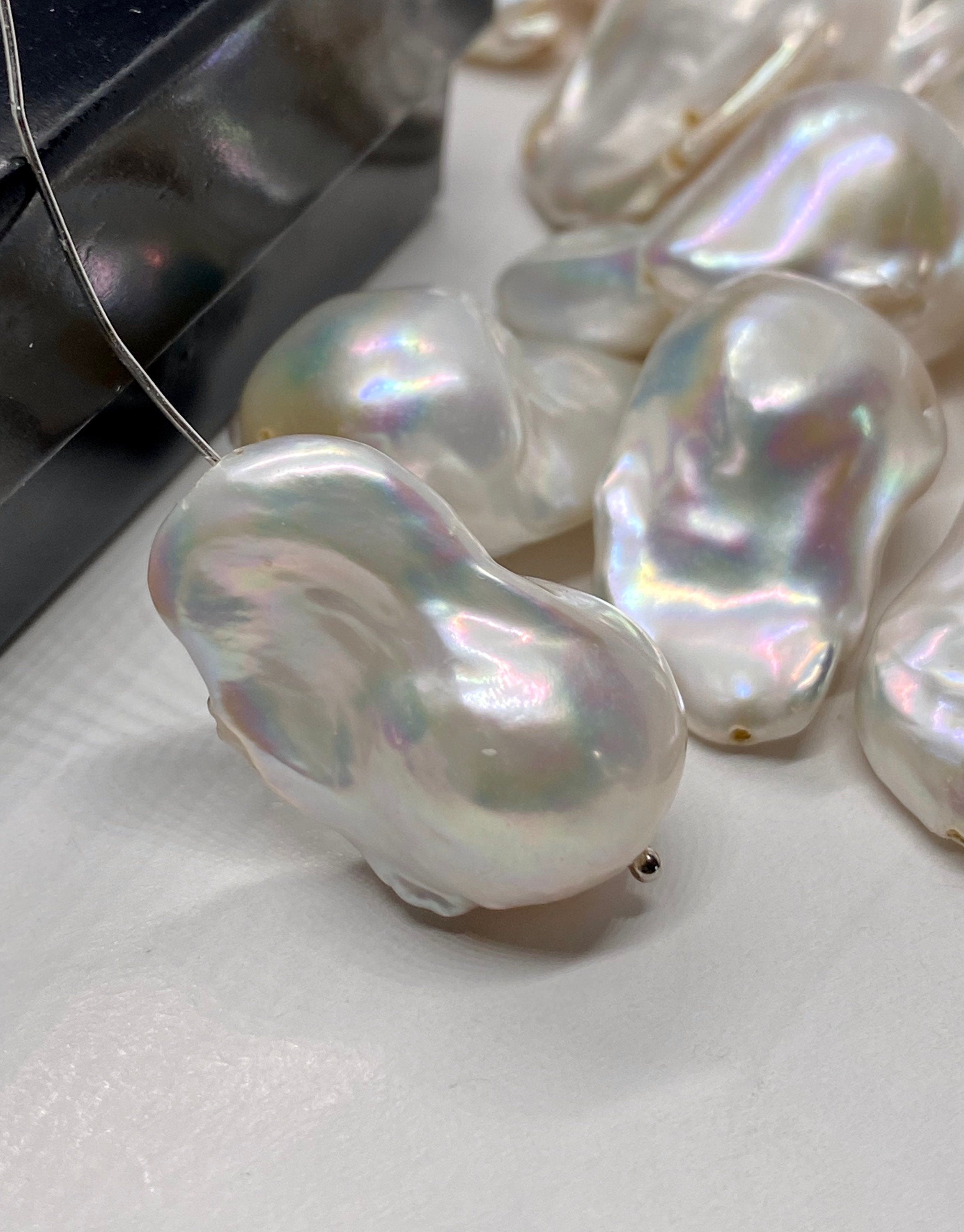 AAA+ Top quality 25-30mmX 15-18mm Unique Huge Fire Flameball Baroque pearl Natural white cultured genuine pearl WOW LUXUARY  #Isabella