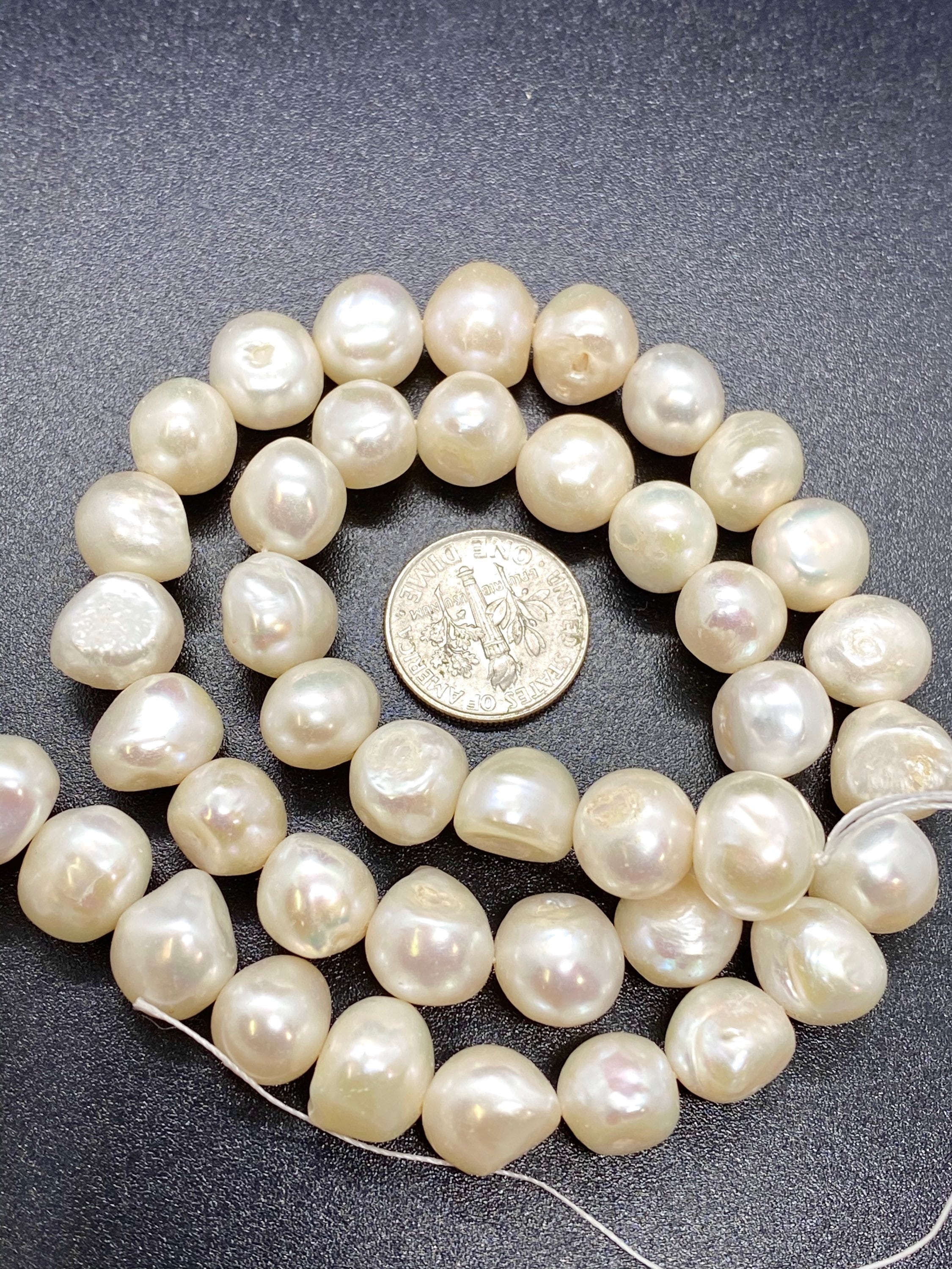 AA 10-11mm Large Baroque Pearl Ivory white cream Freshwater pearl beads Pebble nugget shape 16" 42pc loose pearl----New Arrival SALE #BA4104