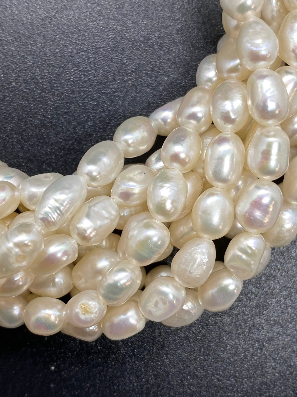 AA 5mm X 7mm natural color Baroque Freshwater pearl 15" full strand Ivory white, champagne lavender nugget pearl rice pearl beads #BA4105A
