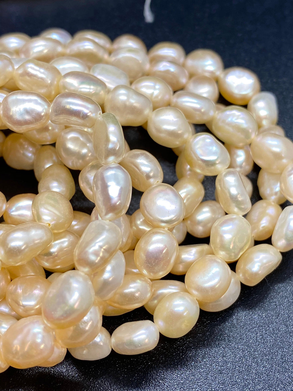 AAA 8mm X10mm stunning natural champagne peach Baroque Freshwater pearl 15" full strand pebble nugget baroque rice pearl beads #BA4108P