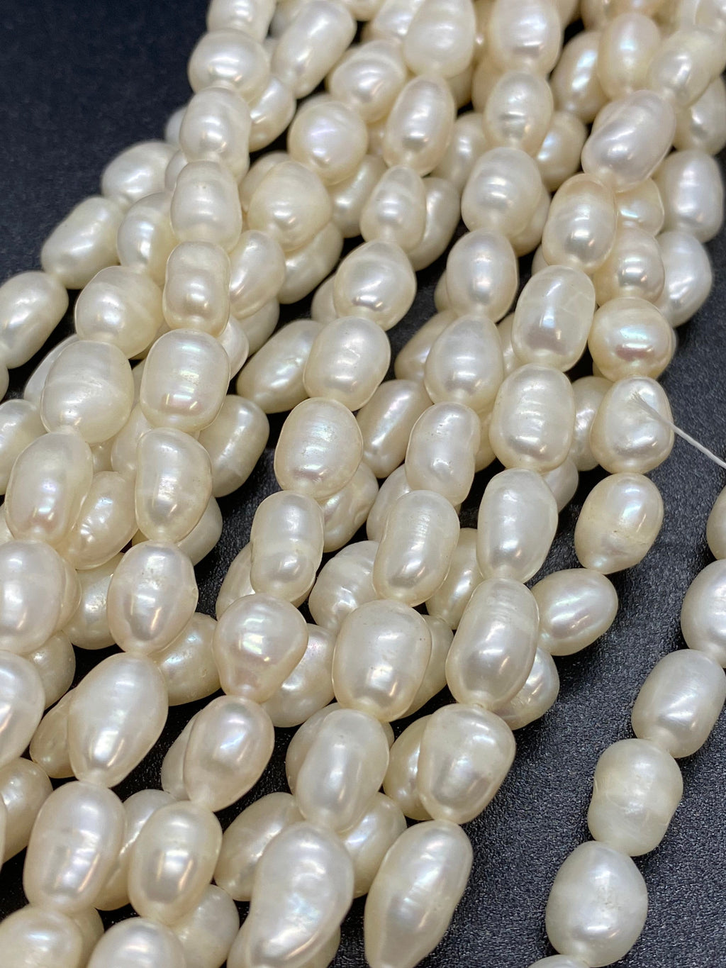 AA 6-7mm X 8mm natural ivory white color Baroque Freshwater pearl 15" full strand pebble nugget baroque rice pearl beads #BA4106W