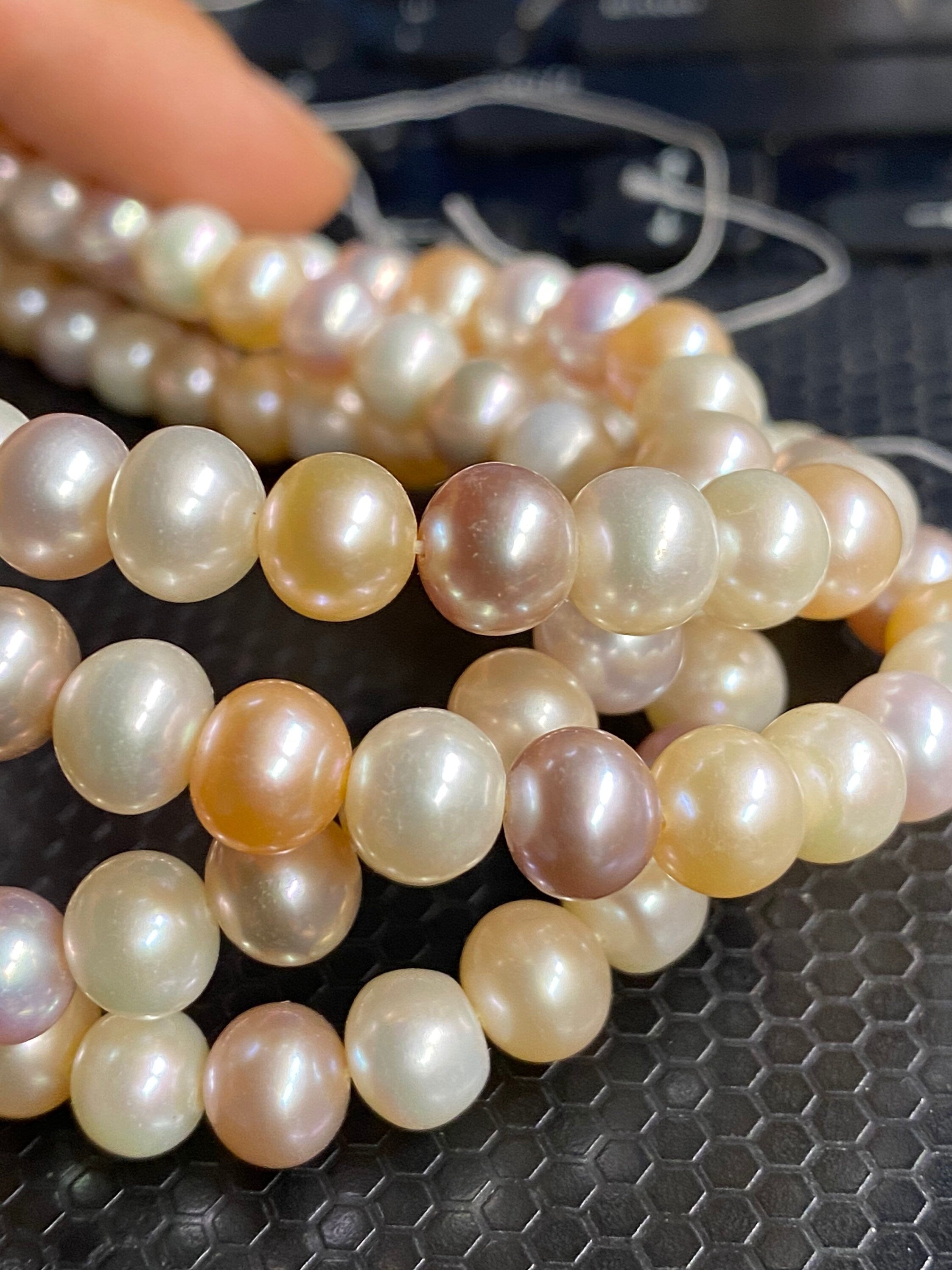 7-7.5mm AAA Round off natural multiple colors pearl 15.5" full strand Natural Pink purple white Genuine Freshwater Pearl great luster
