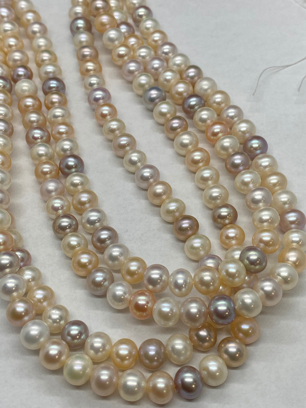 7-7.5mm AAA Round off natural multiple colors pearl 15.5" full strand Natural Pink purple white Genuine Freshwater Pearl great luster