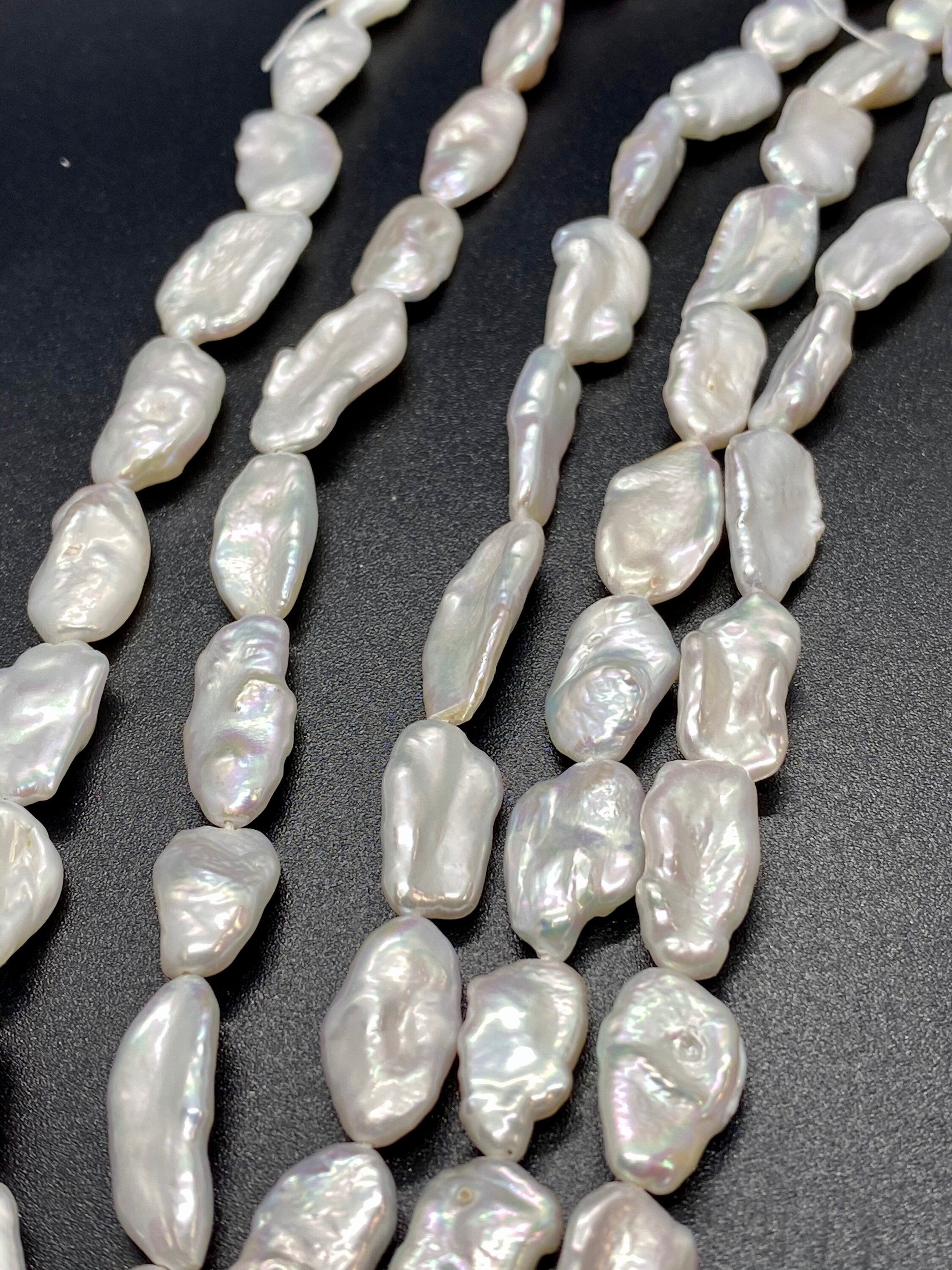 AAA Keshi Biwa Freshwater pearl 20mm X 10mm Large White platinum shinning pearl stick beads 15" full strand 22pc  #KC5017  New arrival Sale