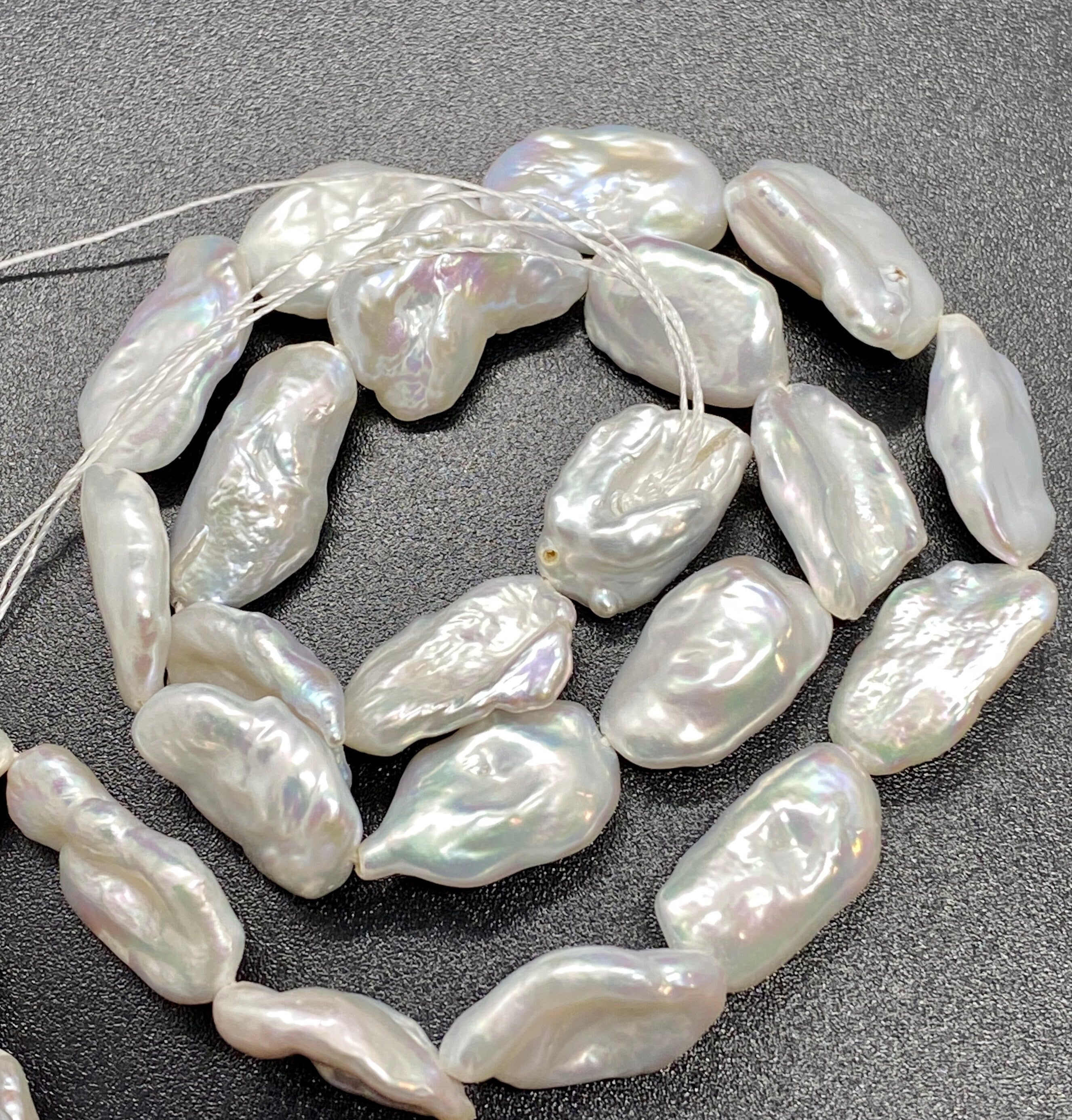 AAA Keshi Biwa Freshwater pearl 20mm X 10mm Large White platinum shinning pearl stick beads 15" full strand 22pc  #KC5017  New arrival Sale