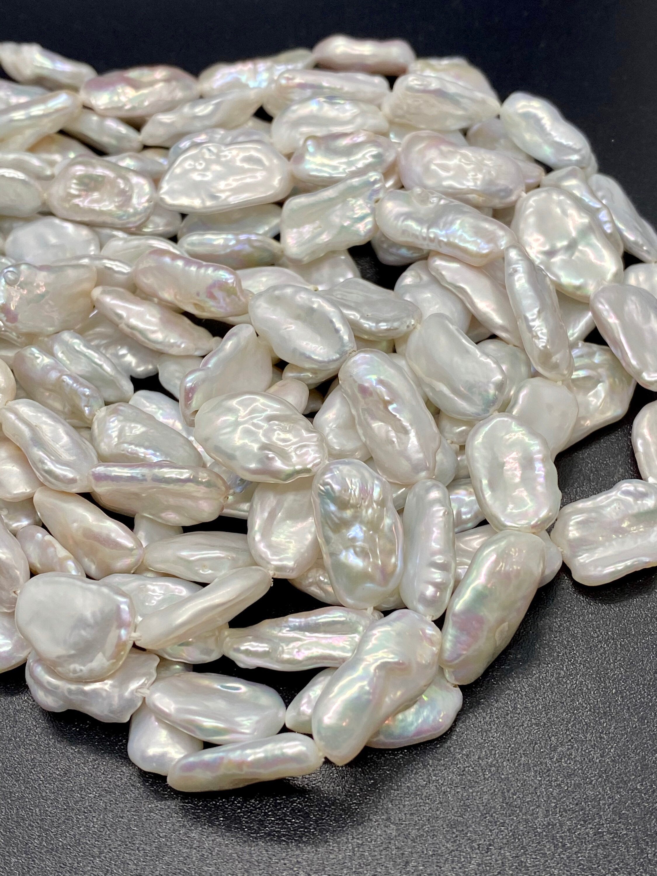 AAA Keshi Biwa Freshwater pearl 20mm X 10mm Large White platinum shinning pearl stick beads 15" full strand 22pc  #KC5017  New arrival Sale