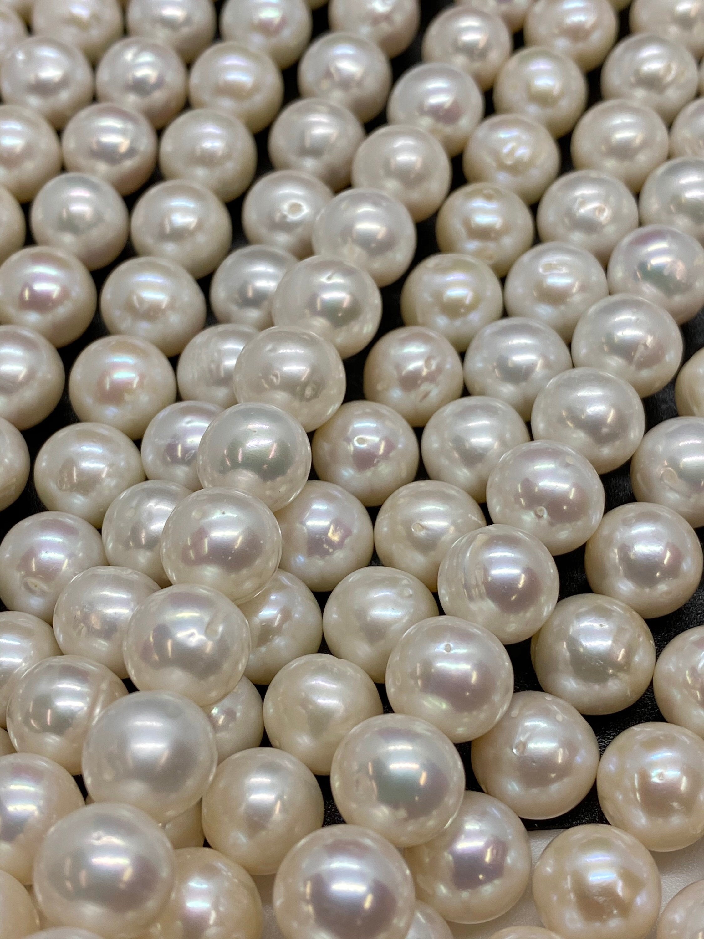 A~AA High quality Luster 9.5-10.5mm round off Freshwater Pearl Ivory White Pearl Beads 15.5'' Full Strand 40+ pc genuine pearl---#RS3010