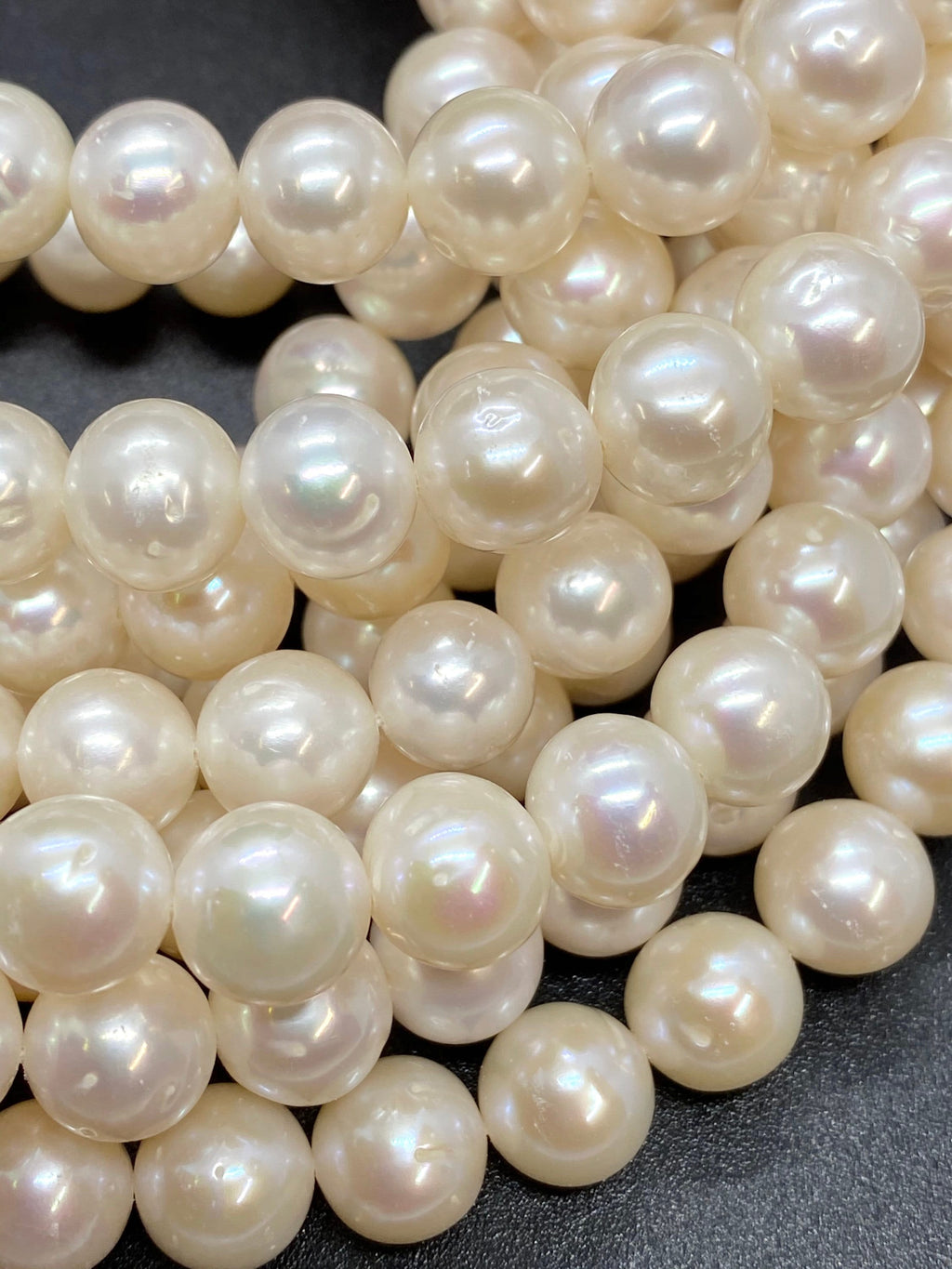 A~AA High quality Luster 9.5-10.5mm round off Freshwater Pearl Ivory White Pearl Beads 15.5'' Full Strand 40+ pc genuine pearl---#RS3010