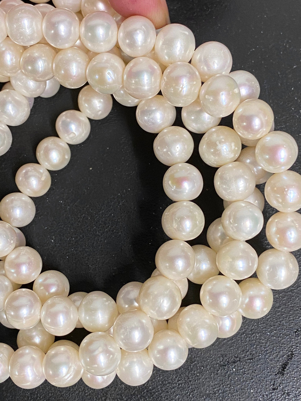 10-11mm A-AA Round potato Freshwater Pearl Natural Luster ivory White pearl 15'' Full Strand genuine pearl #RS3014NX--New!