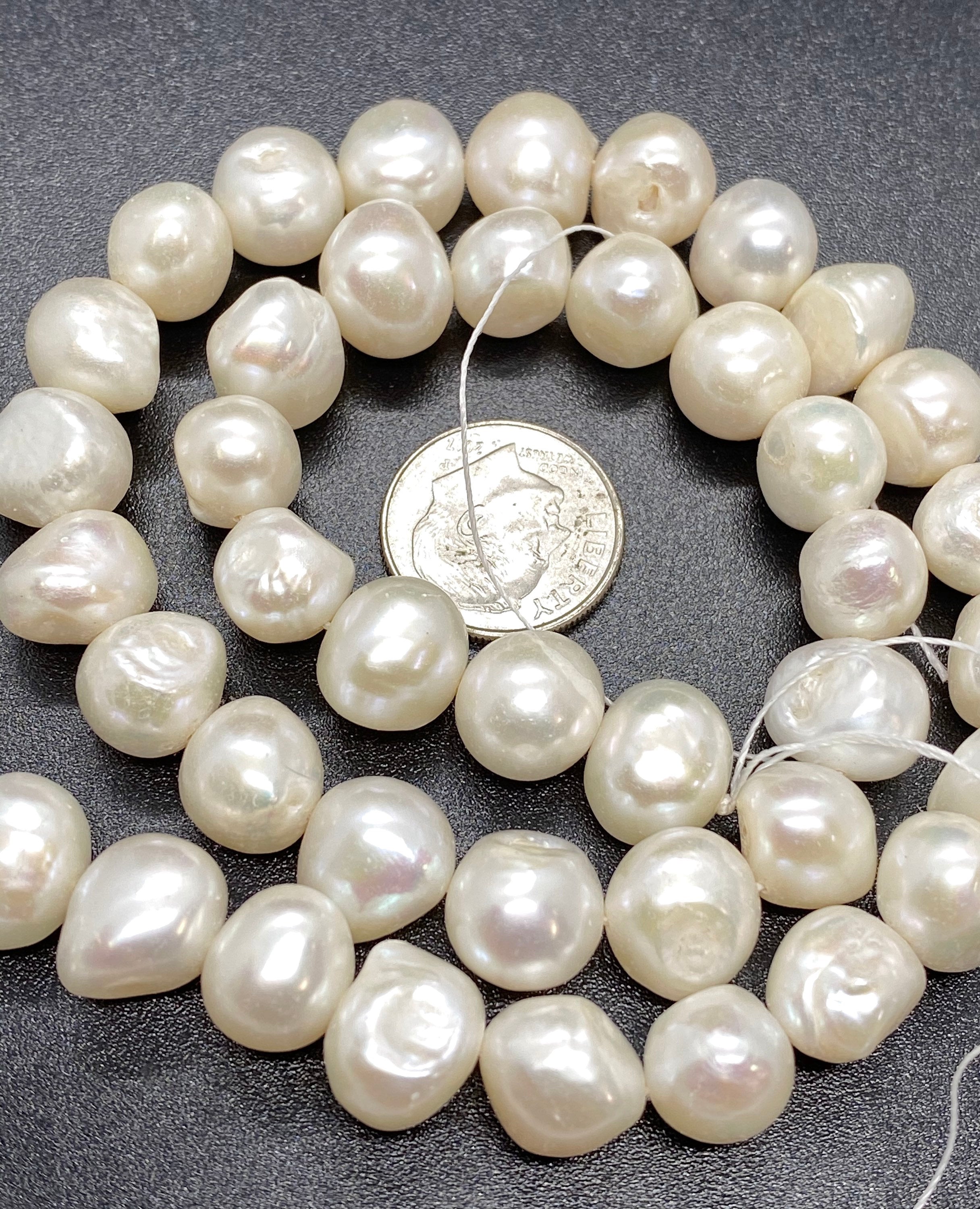 AA 10-11mm Large Baroque Pearl Ivory white cream Freshwater pearl beads Pebble nugget shape 16" 42pc loose pearl----New Arrival SALE #BA4104