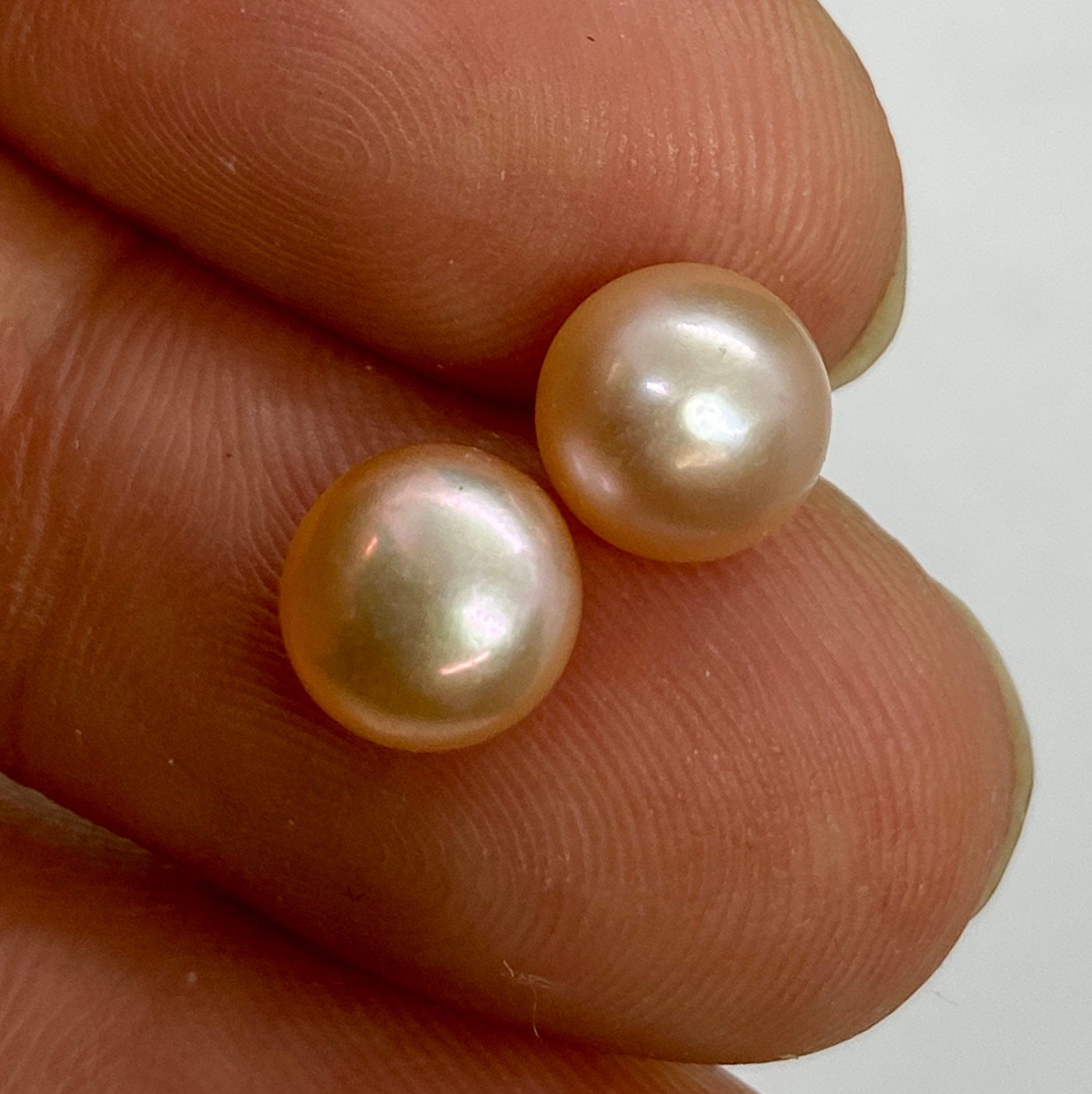 7-7.5mm half drilled AAA quality thick round button matched earring pairs freshwater pearl multiple color blue bronze golden silver pink