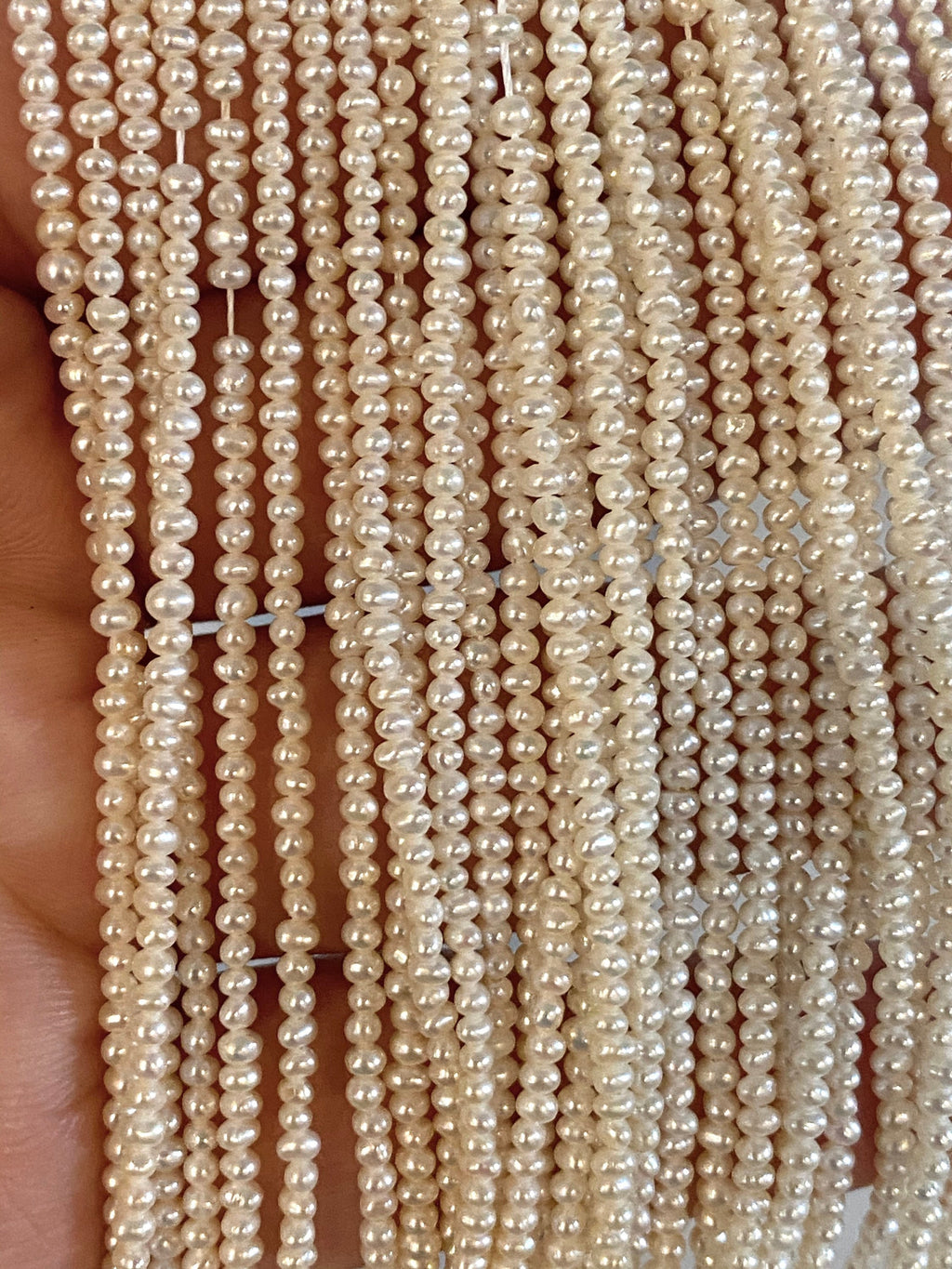 NEW AA+  1.5-2mm Tinny Seed luster white Potato Round off  Freshwater Pearl 15" full strand 220+ pc Cute seed pearl beads #SD7010 SALE
