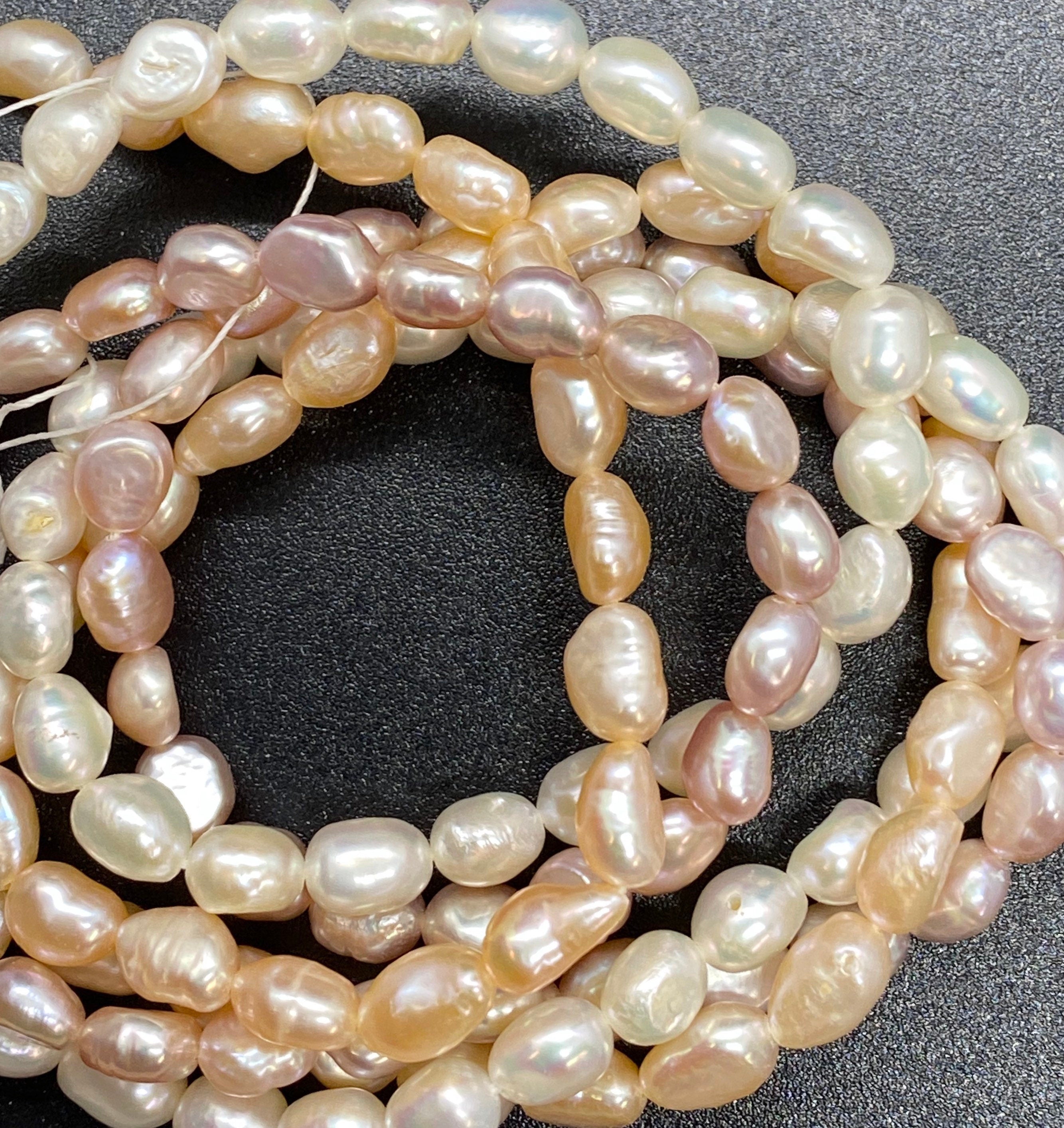 AA 5mm X 7mm natural color Baroque Freshwater pearl 15" full strand Ivory white, champagne lavender nugget pearl rice pearl beads #BA4105A