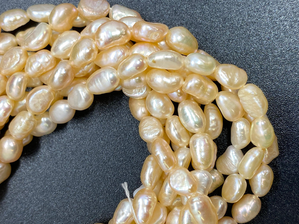 AA 5mm X 7mm natural color Baroque Freshwater pearl 15" full strand Ivory white, champagne lavender nugget pearl rice pearl beads #BA4105A