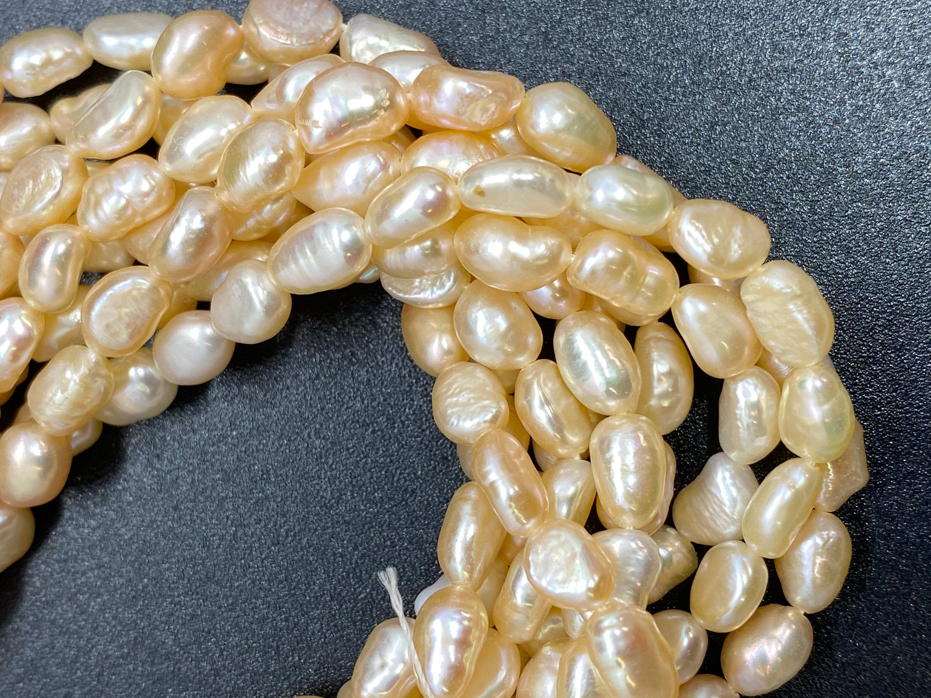 AA 5mm X 7mm natural color Baroque Freshwater pearl 15" full strand Ivory white, champagne lavender nugget pearl rice pearl beads #BA4105A