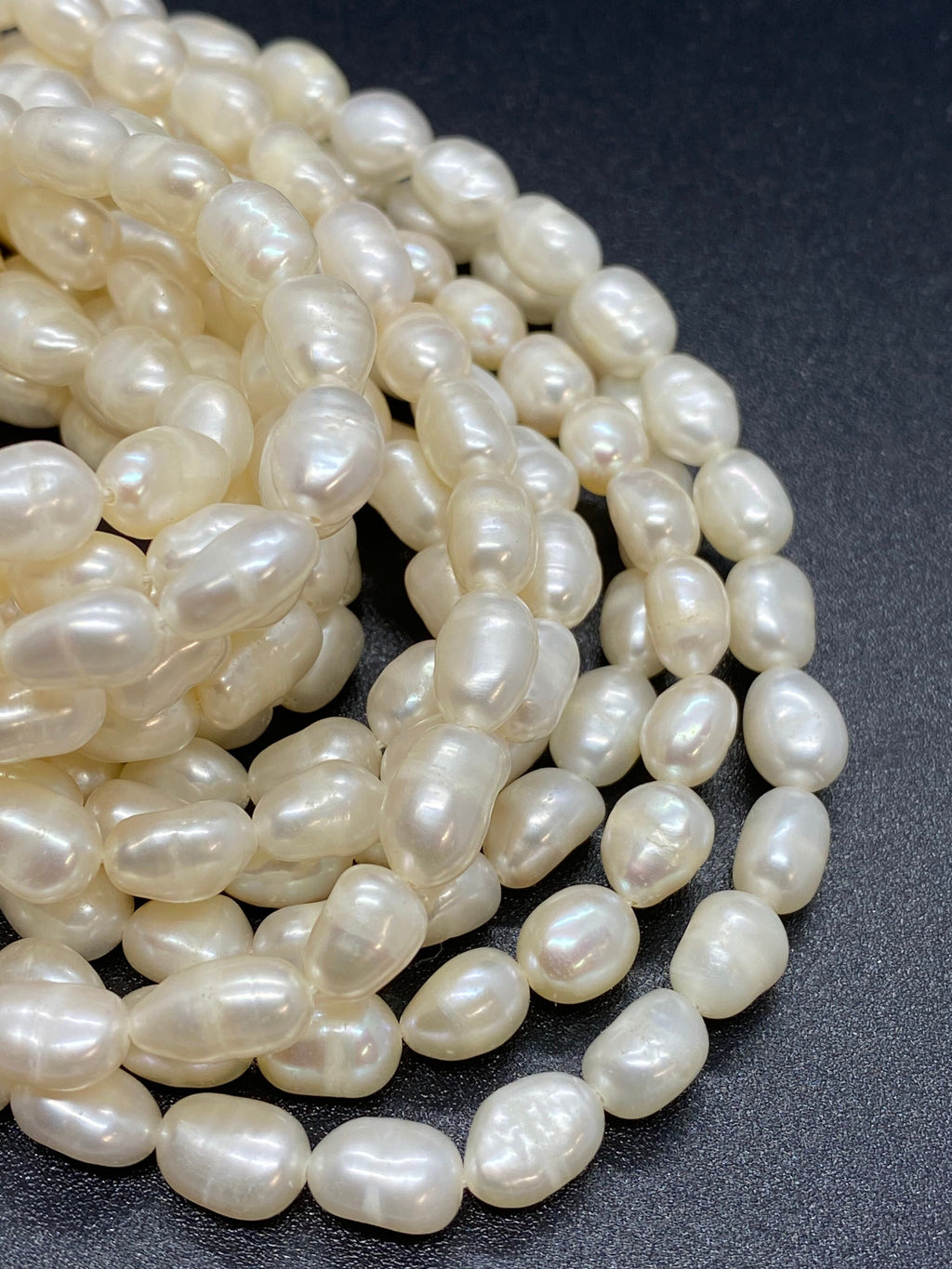 AA 6-7mm X 8mm natural ivory white color Baroque Freshwater pearl 15" full strand pebble nugget baroque rice pearl beads #BA4106W