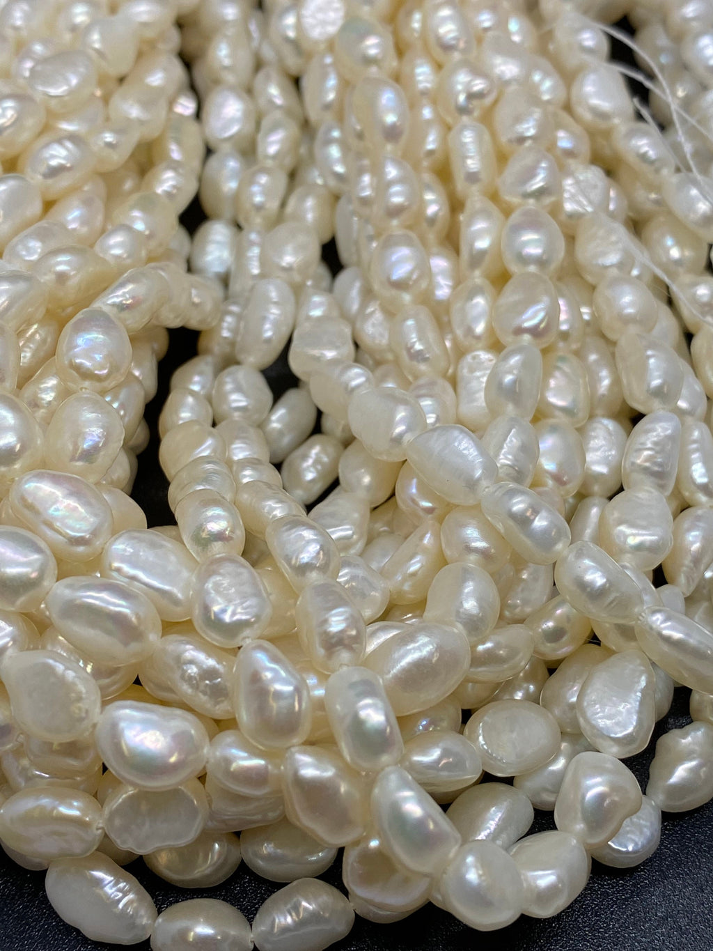 AA+ 7-8mm X 8-9mm Baroque pearl, 15" full strand natural ivory white color Freshwater pearl pebble nugget baroque rice pearl beads #BA4106A