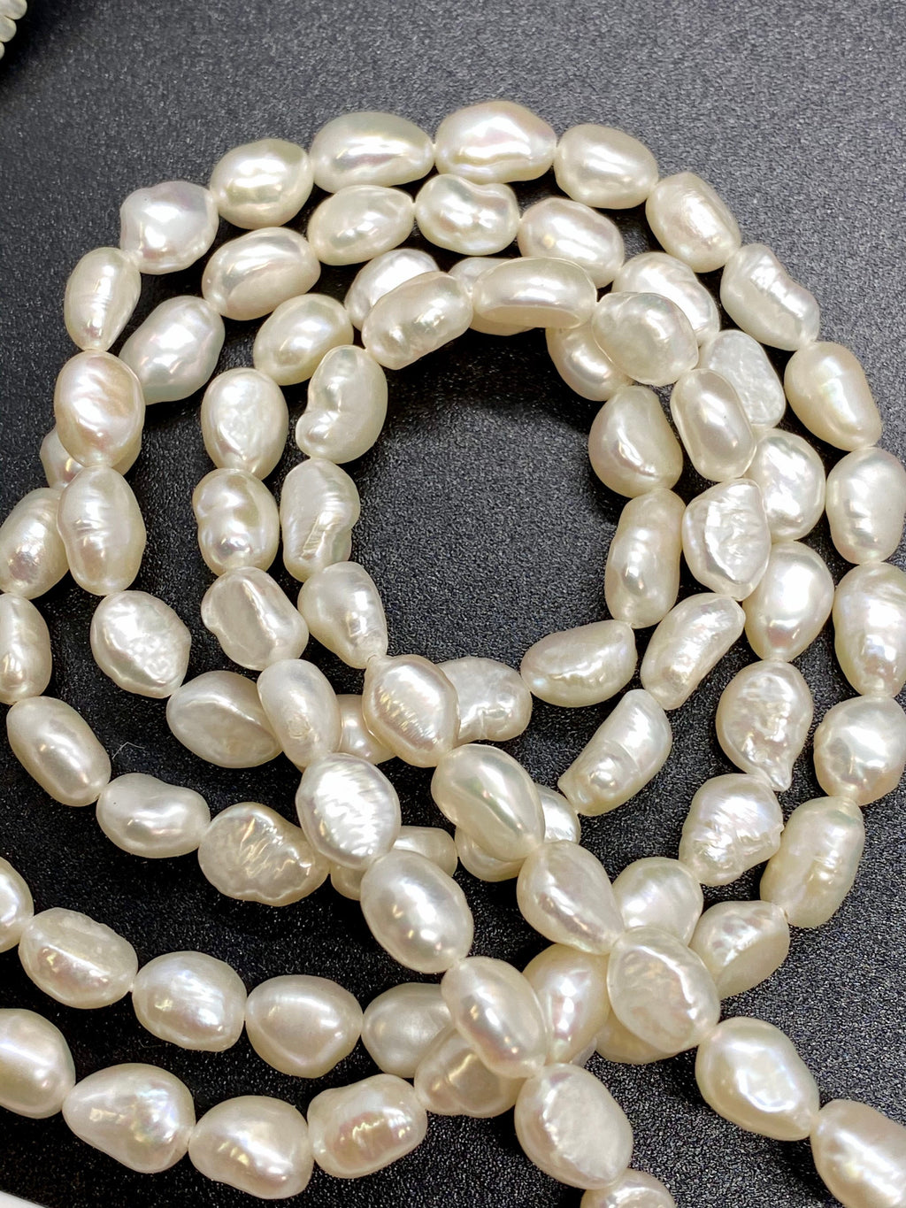 AA+ 7-8mm X 8-9mm Baroque pearl, 15" full strand natural ivory white color Freshwater pearl pebble nugget baroque rice pearl beads #BA4106A