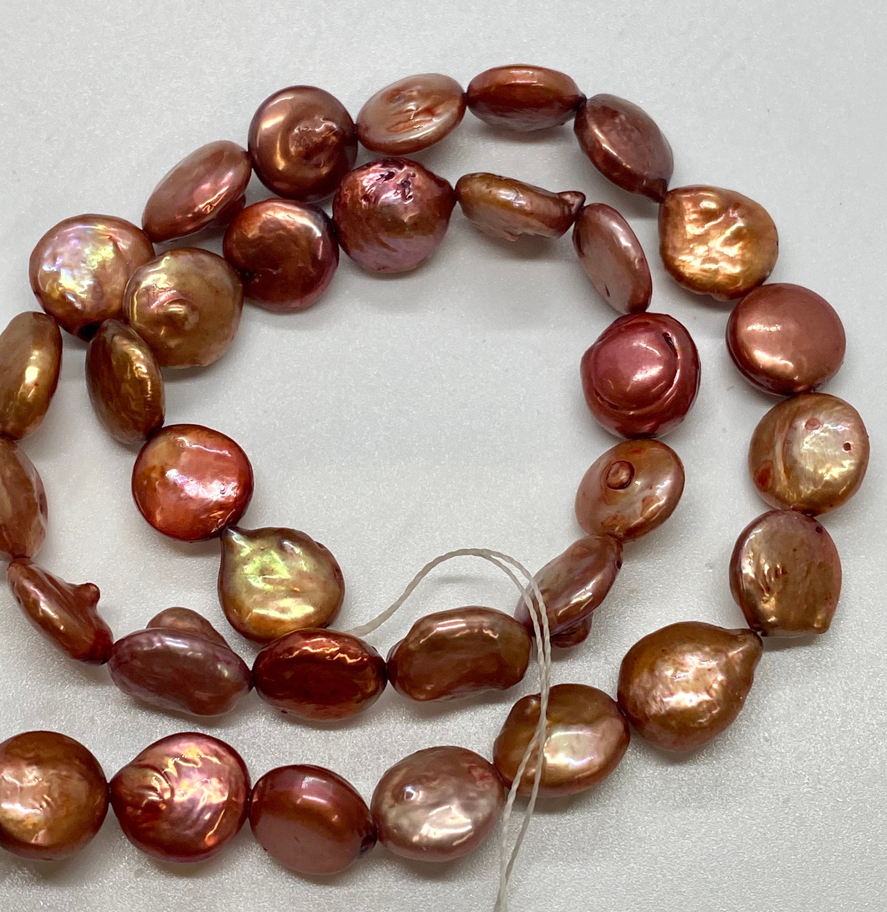 Flash SALE 10-11mm Vintage Rusty red Coin Freshwater Pearl baroque coin pearl peach luster NEW for Bridal design wedding Barging #KC3014