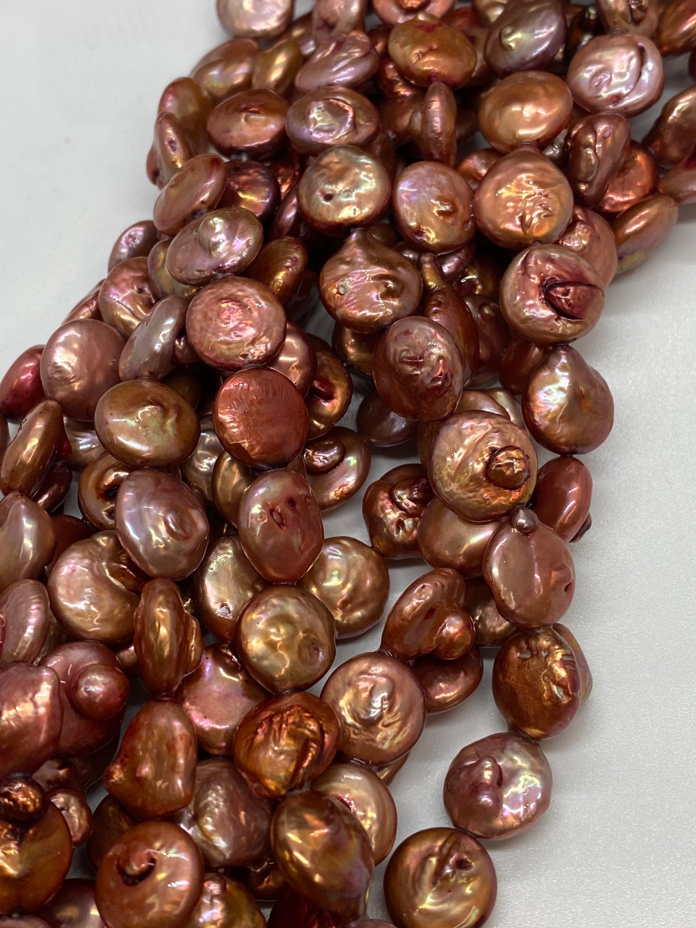 Flash SALE 10-11mm Vintage Rusty red Coin Freshwater Pearl baroque coin pearl peach luster NEW for Bridal design wedding Barging #KC3014