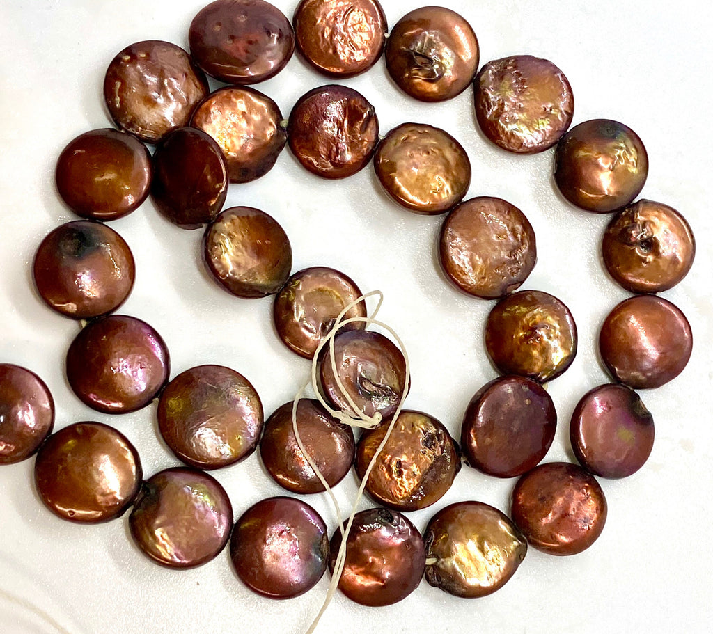 10-11mm coin pearl Dark Brown Freshwater Pearl baroque coin pearl luster NEW COLOR for design wedding 15" full strand beads Barging